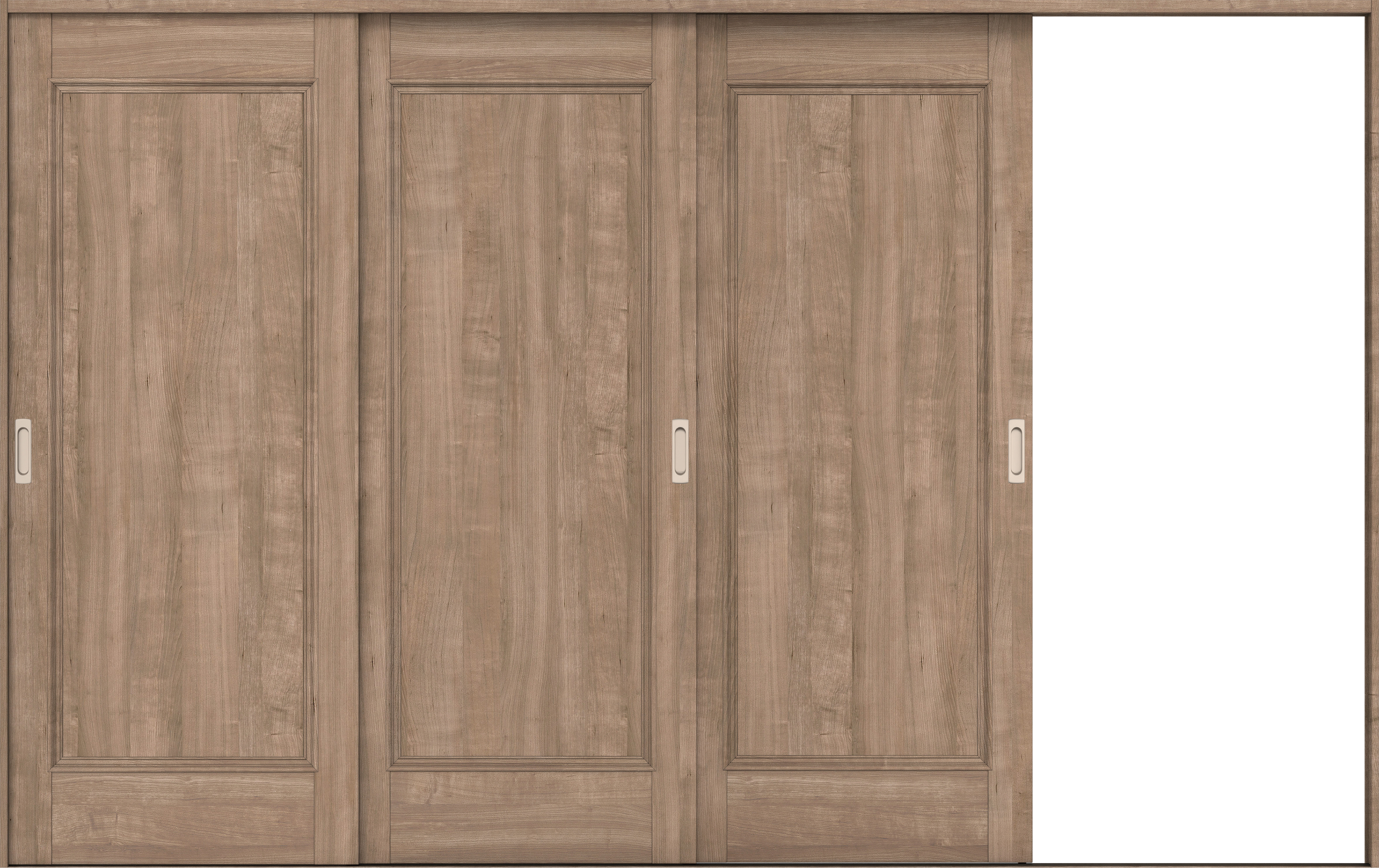 リビングドア　イエリア　引戸・３枚片引　扉セット　Ｍ５デザイン　３２２９幅用　２０００高　〈トープグレー柄〉　右引用　錠なし　ラクラクローズ付