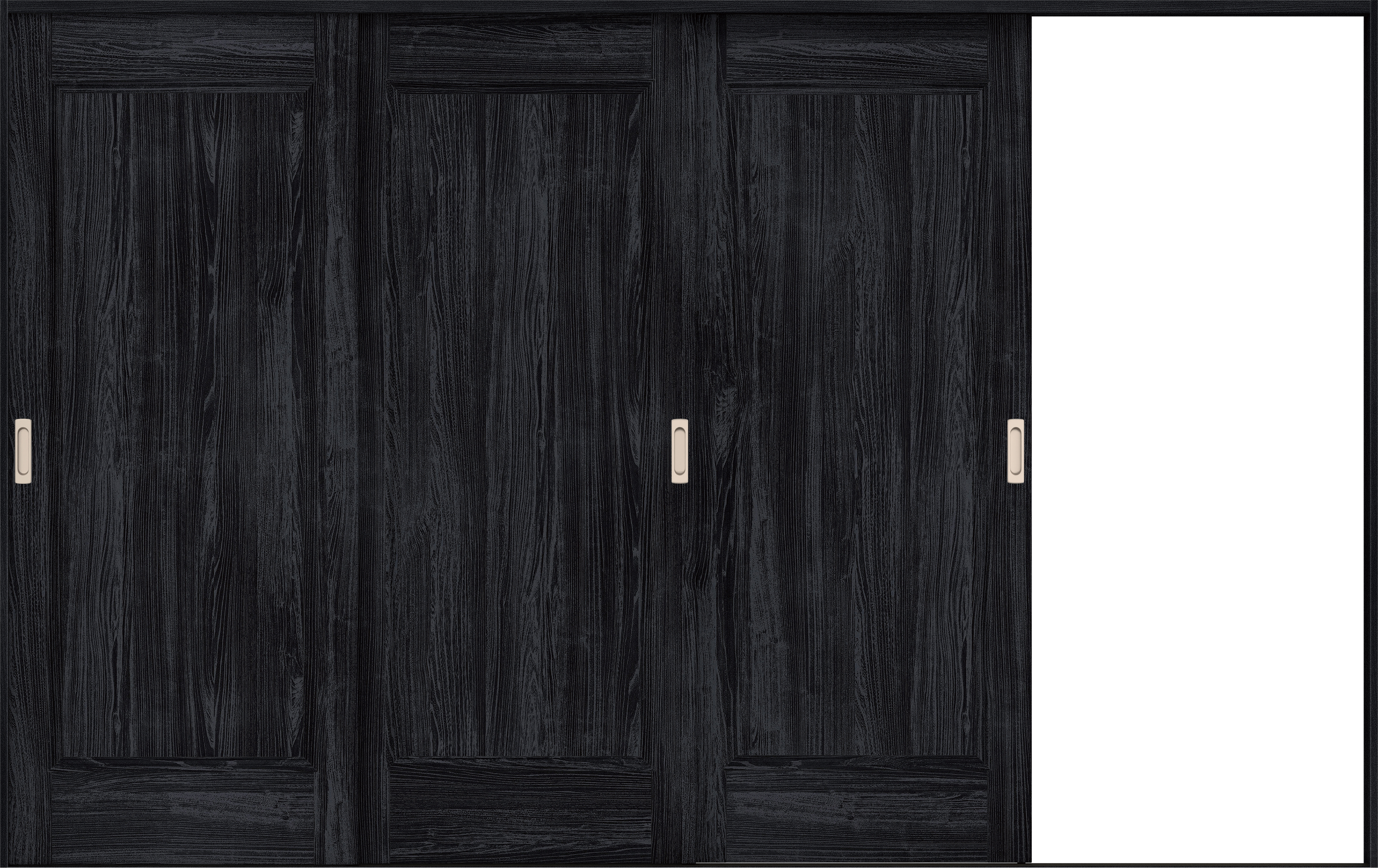 リビングドア　イエリア　引戸・３枚片引　扉セット　Ｍ５デザイン　３２２９幅用　２０００高　〈モスブラック柄〉　右引用　錠なし　ラクラクローズ付