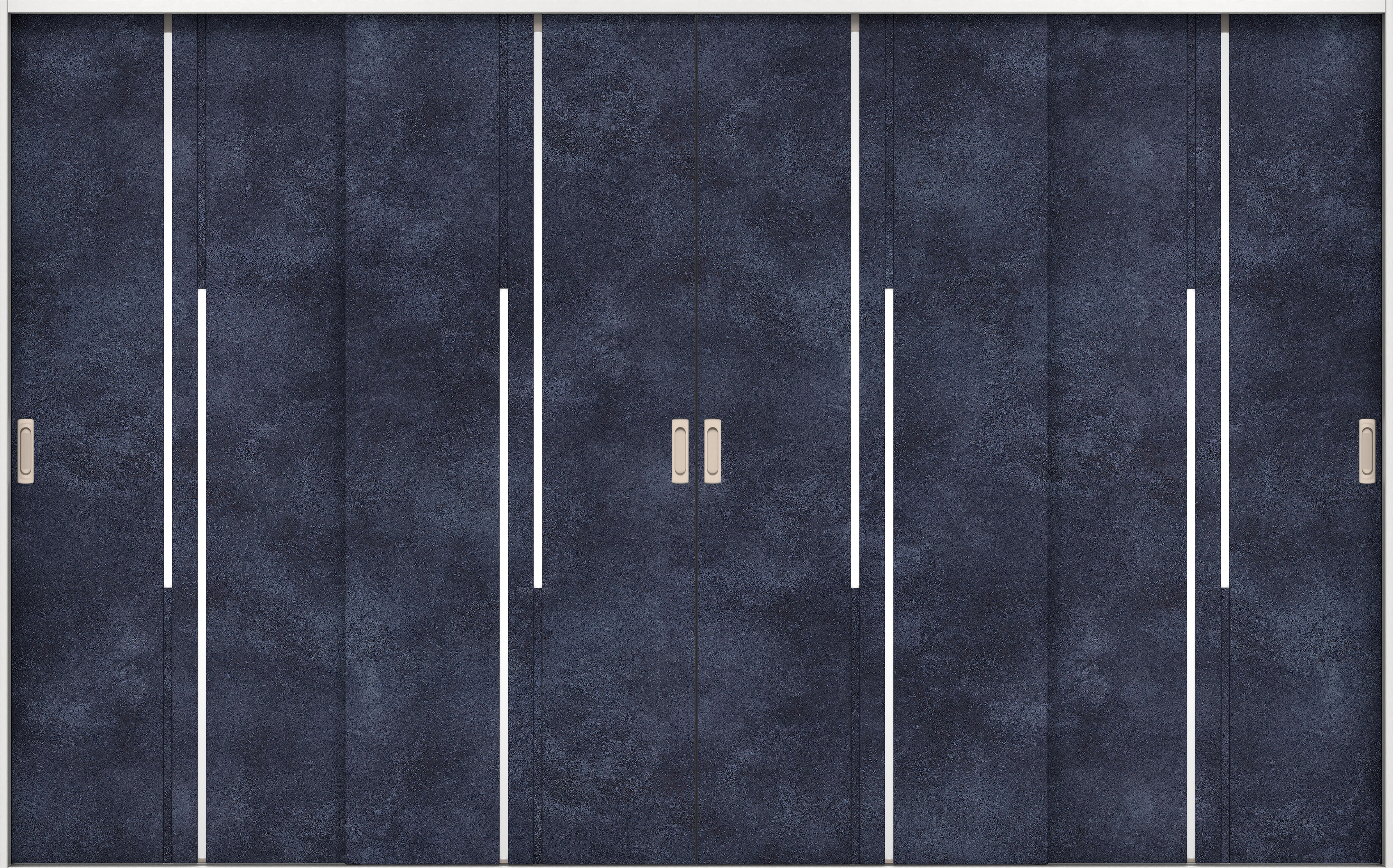 リビングドア　イエリア　引戸・４枚引違　扉セット　７Ｐデザイン　３２６６幅用　２０００高　〈コバルトブルー柄〉　左右兼用　錠なし　ラクラクローズ付