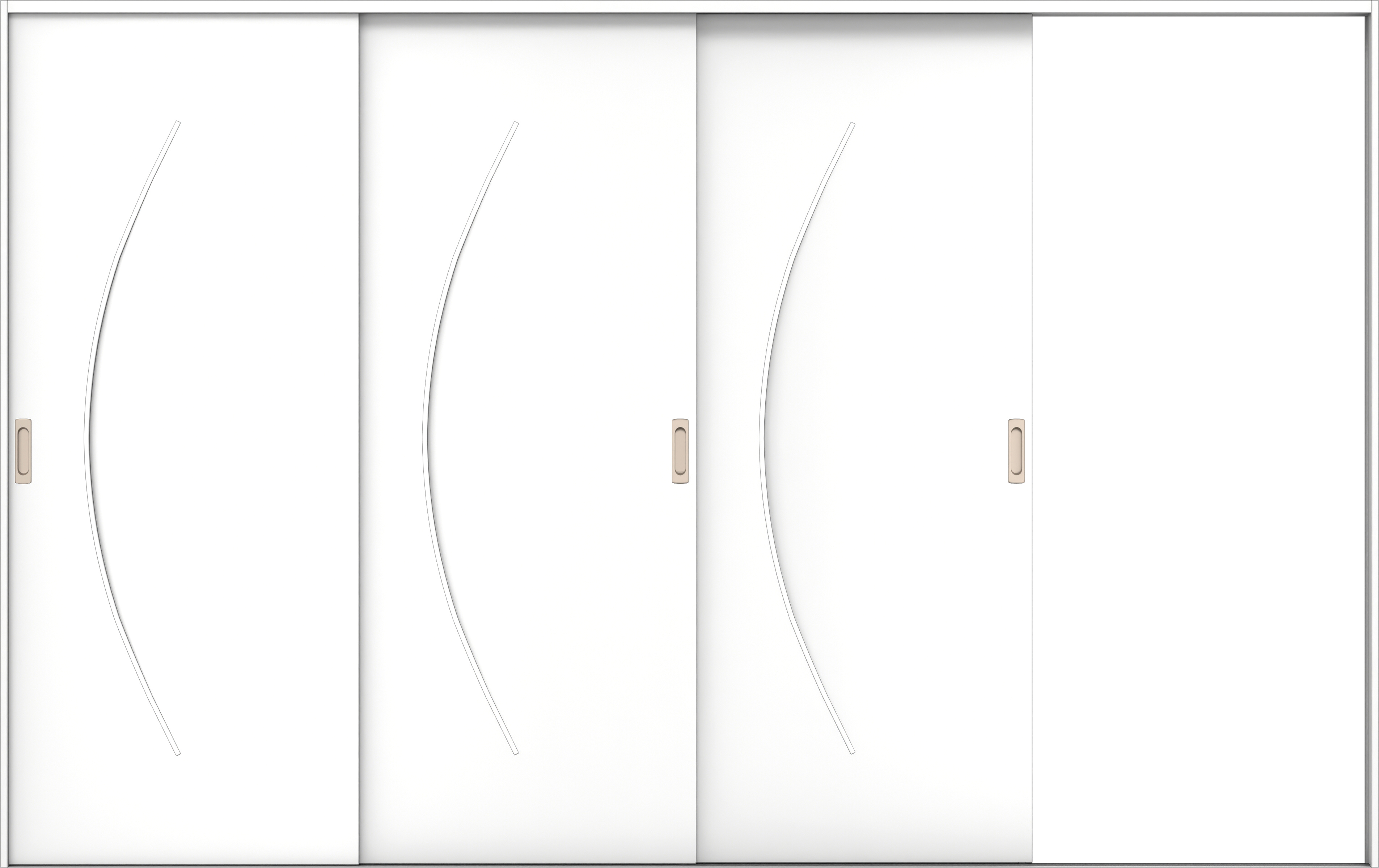 リビングドア　イエリア　引戸・３枚片引　扉セット　Ｓ７デザイン　３２２９幅用　２０００高　〈パウダーホワイト柄〉　右引用　錠なし　ラクラクローズ付