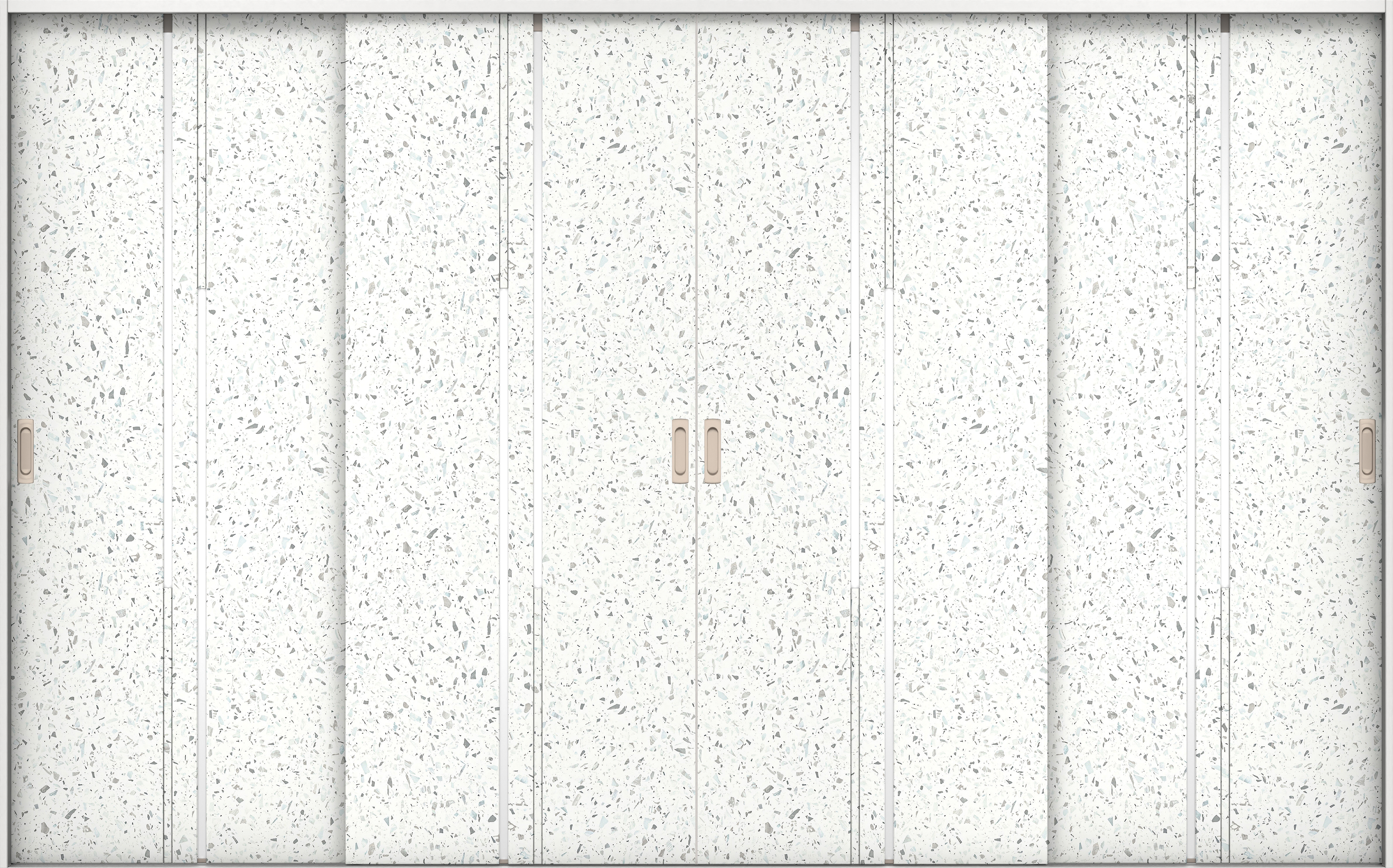 リビングドア　イエリア　引戸・４枚引違　扉セット　７Ｐデザイン　３２６６幅用　２０００高　〈テラゾホワイト柄〉　左右兼用　錠なし　ラクラクローズ付