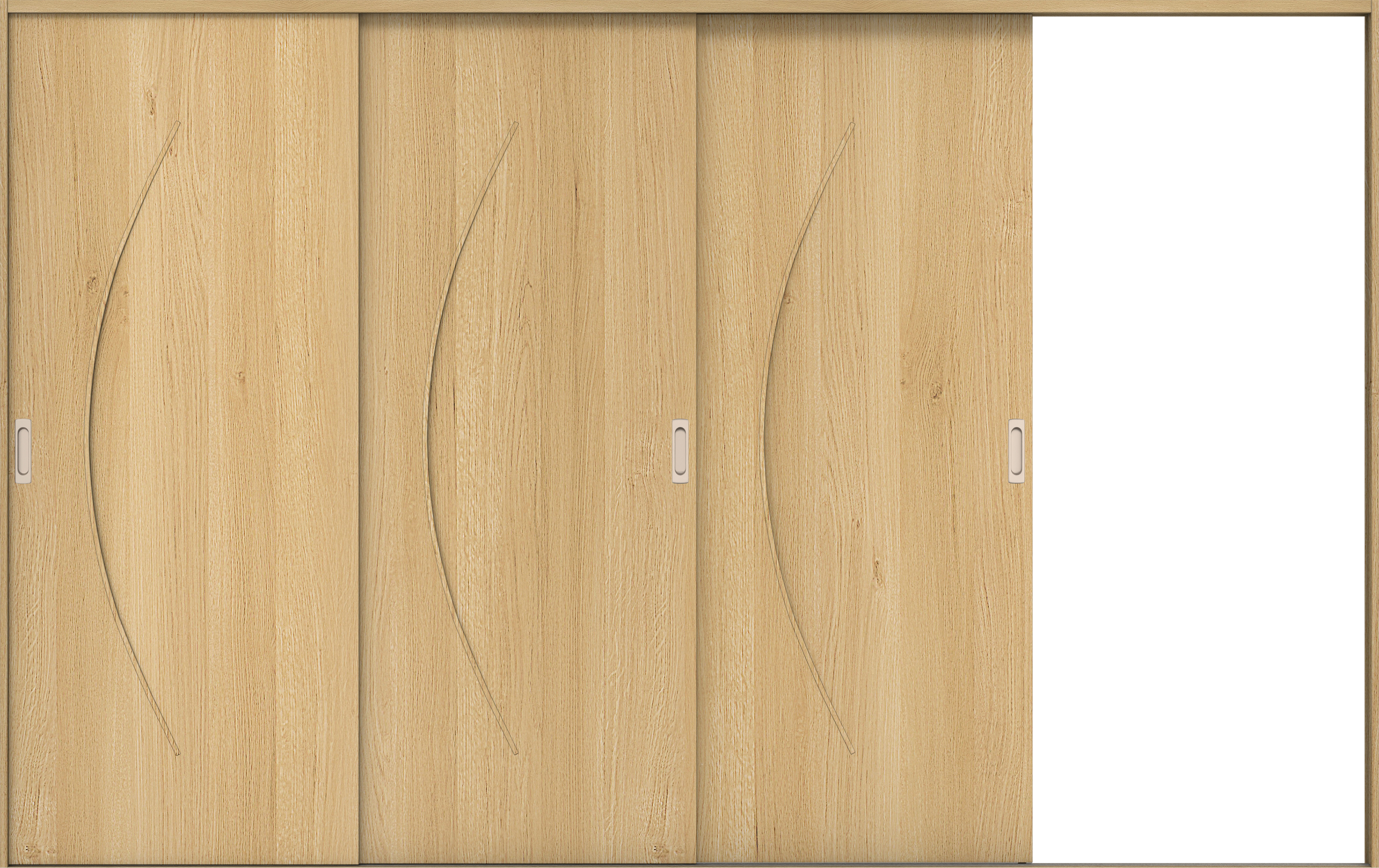 リビングドア　イエリア　引戸・３枚片引　扉セット　Ｓ７デザイン　３２２９幅用　２０００高　〈ライトオーカー柄〉　右引用　錠なし　ラクラクローズ付