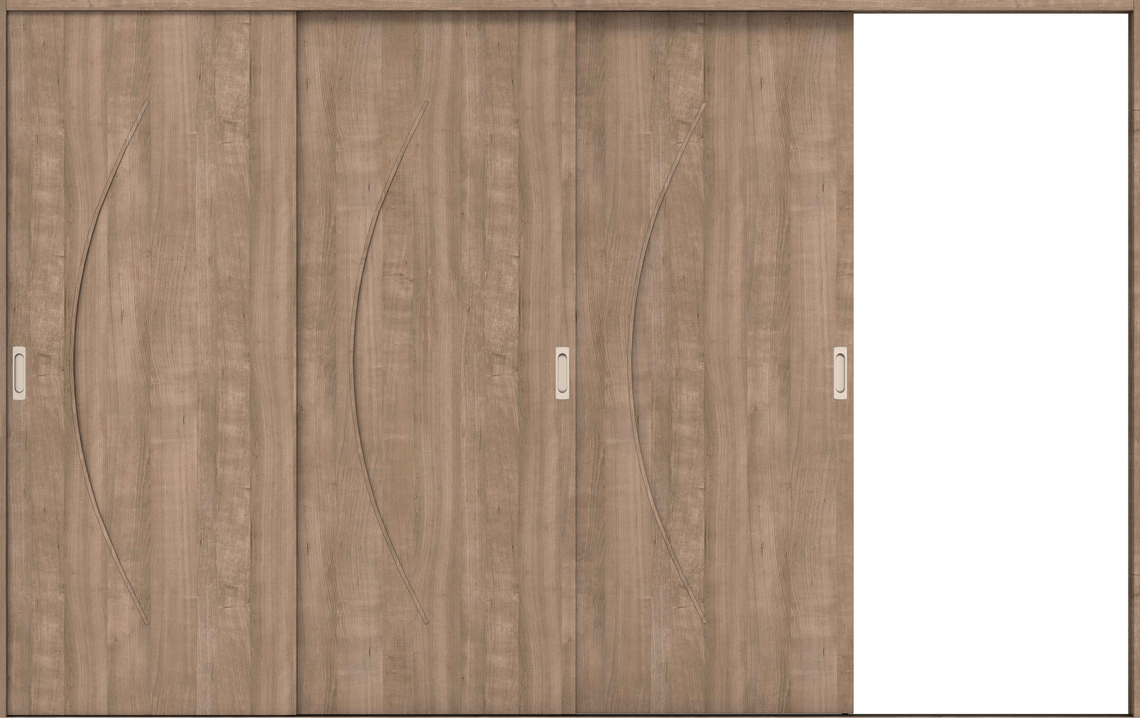 リビングドア　イエリア　引戸・３枚片引　扉セット　Ｓ７デザイン　３２２９幅用　２０００高　〈トープグレー柄〉　右引用　錠なし　ラクラクローズ付