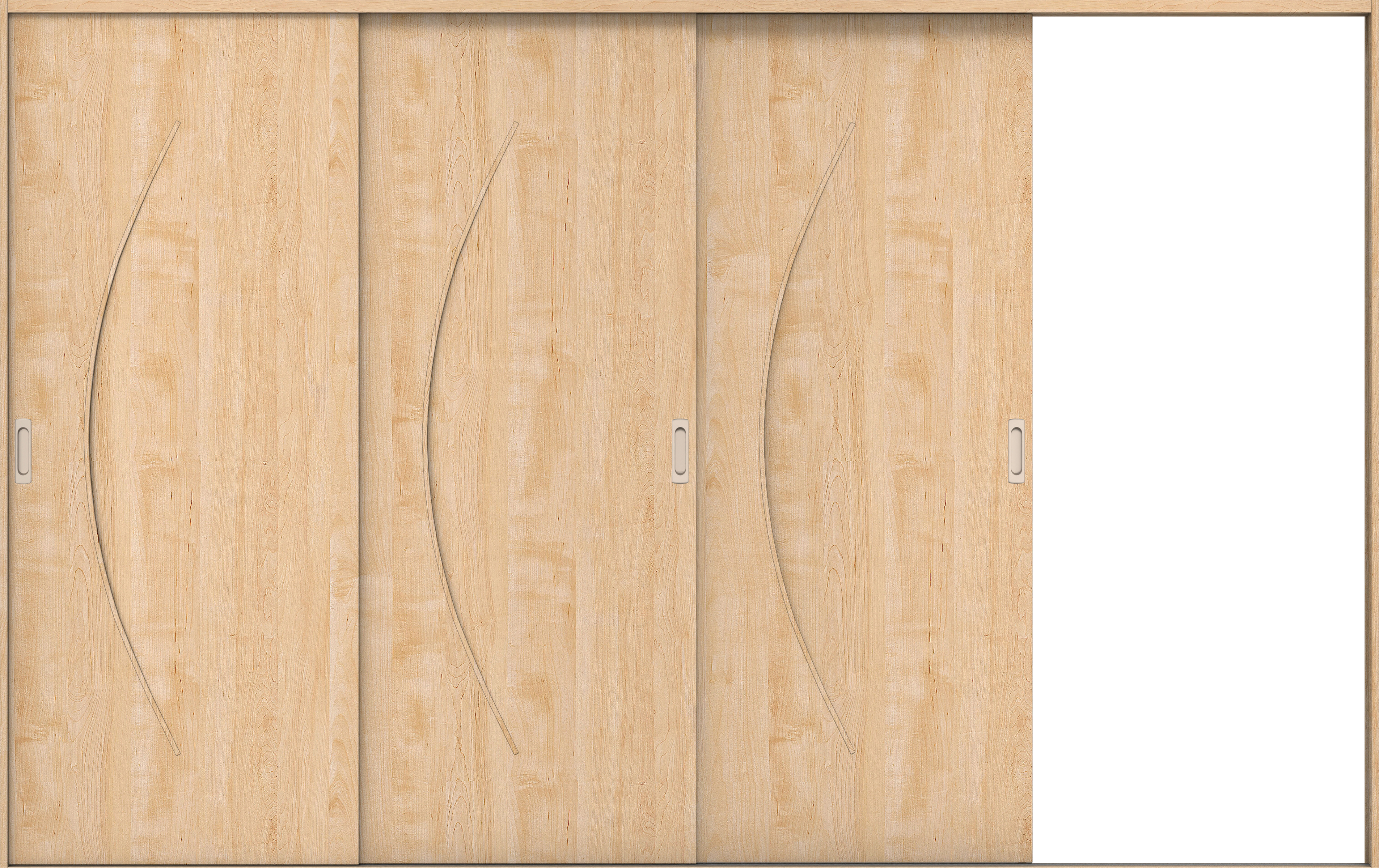 リビングドア　イエリア　引戸・３枚片引　扉セット　Ｓ７デザイン　３２２９幅用　２０００高　〈ミルベージュ柄〉　右引用　錠なし　ラクラクローズ付