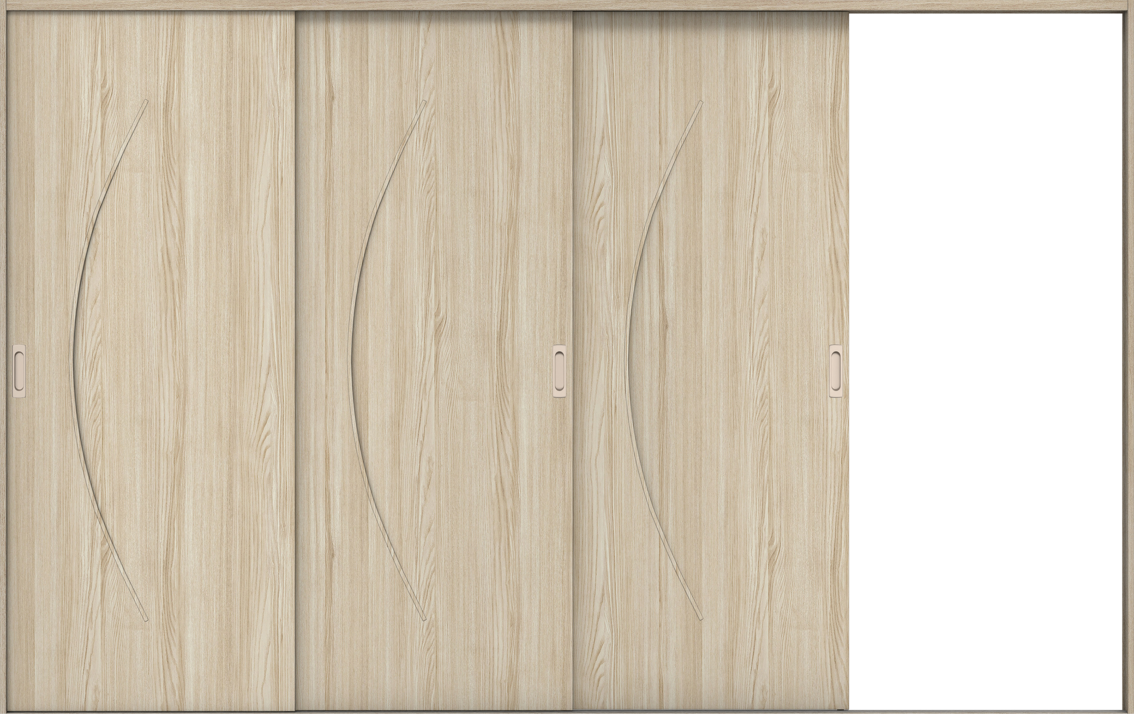 リビングドア　イエリア　引戸・３枚片引　扉セット　Ｓ７デザイン　３２２９幅用　２０００高　〈ソフトグレージュ柄〉　右引用　錠なし　ラクラクローズ付