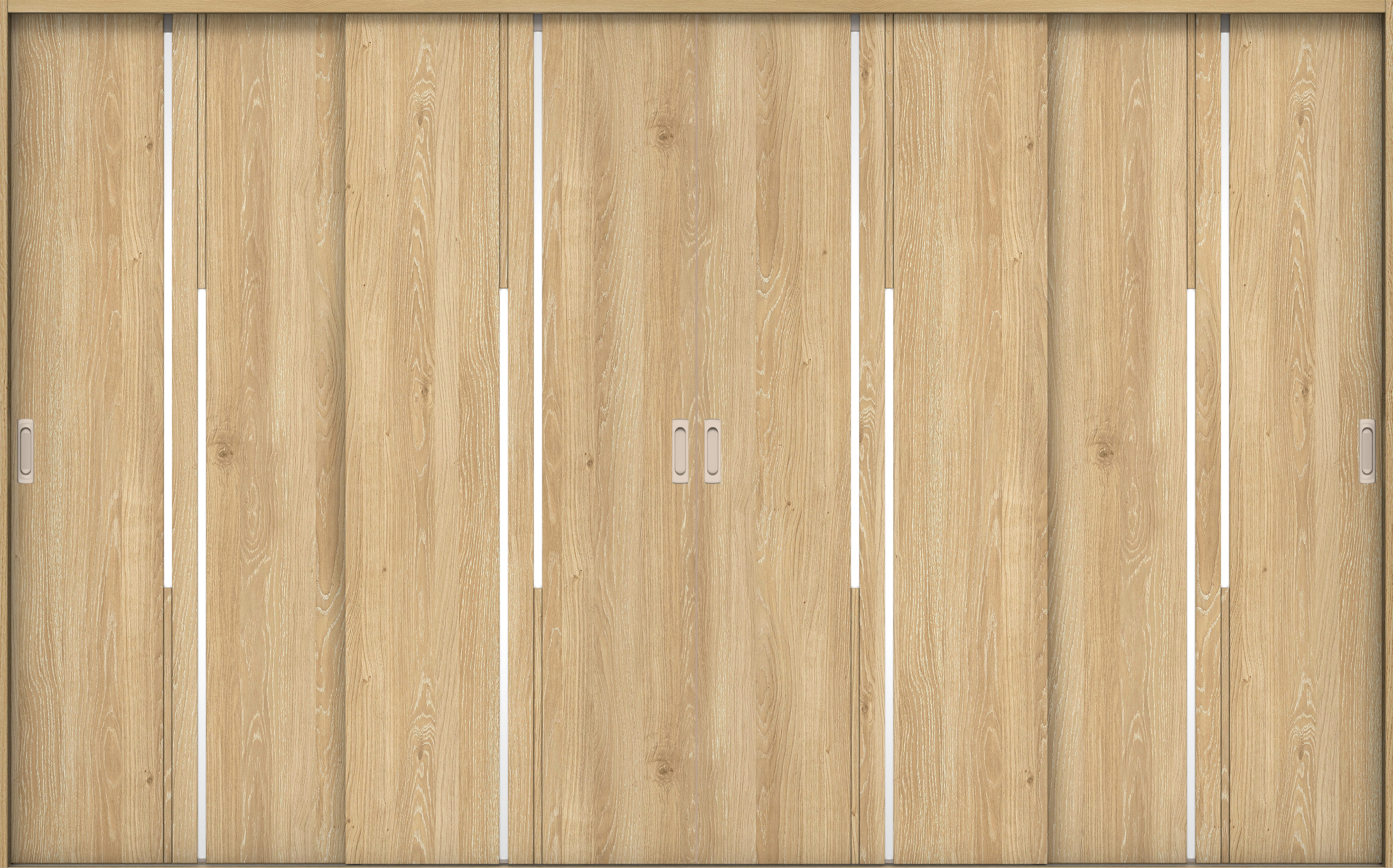 リビングドア　イエリア　引戸・４枚引違　扉セット　７Ｐデザイン　３２６６幅用　２０００高　〈ミルキーオーカー柄〉　左右兼用　錠なし　ラクラクローズ付