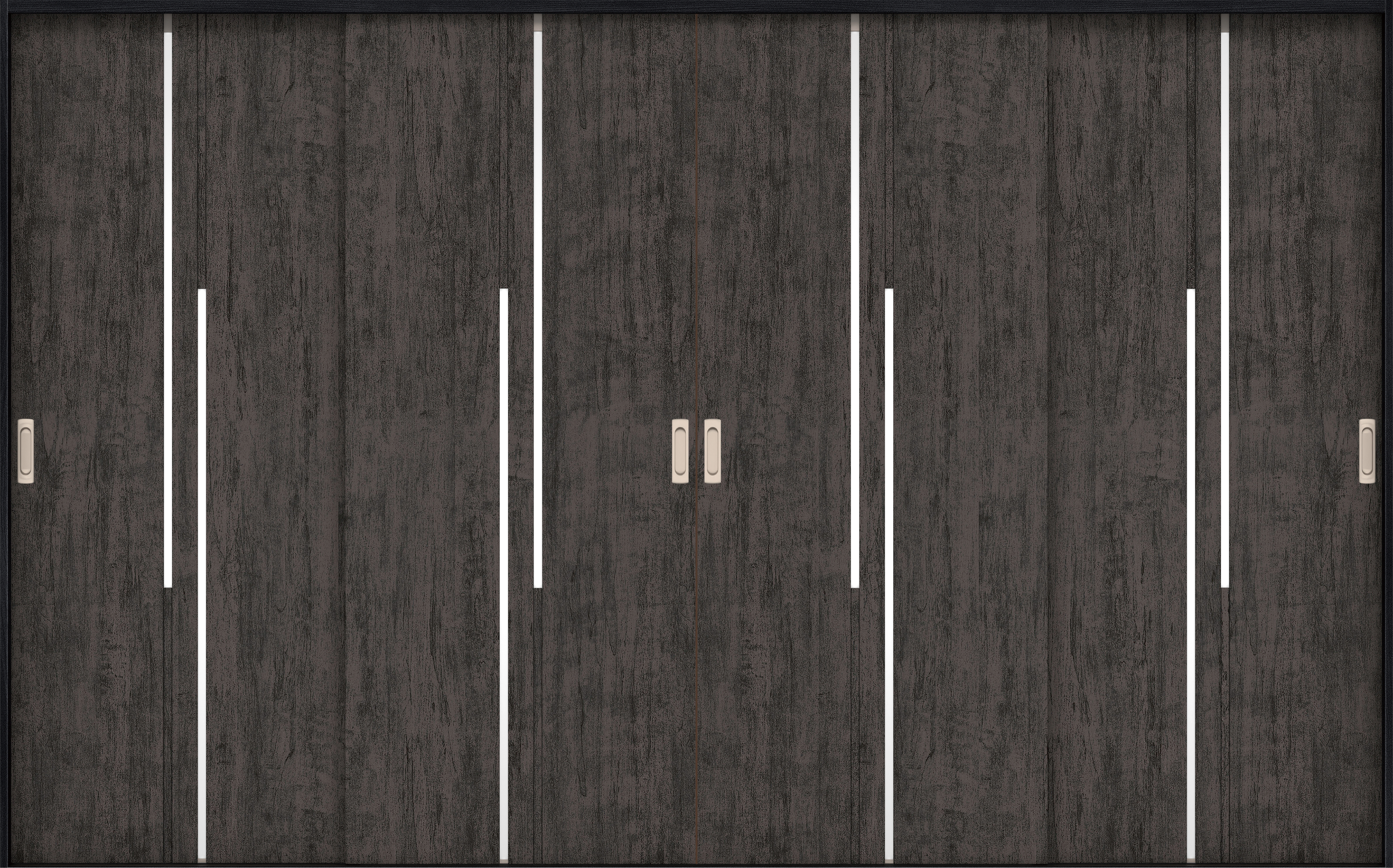 リビングドア　イエリア　引戸・４枚引違　扉セット　７Ｐデザイン　３２６６幅用　２０００高　〈ドライブラック柄〉　左右兼用　錠なし　ラクラクローズ付