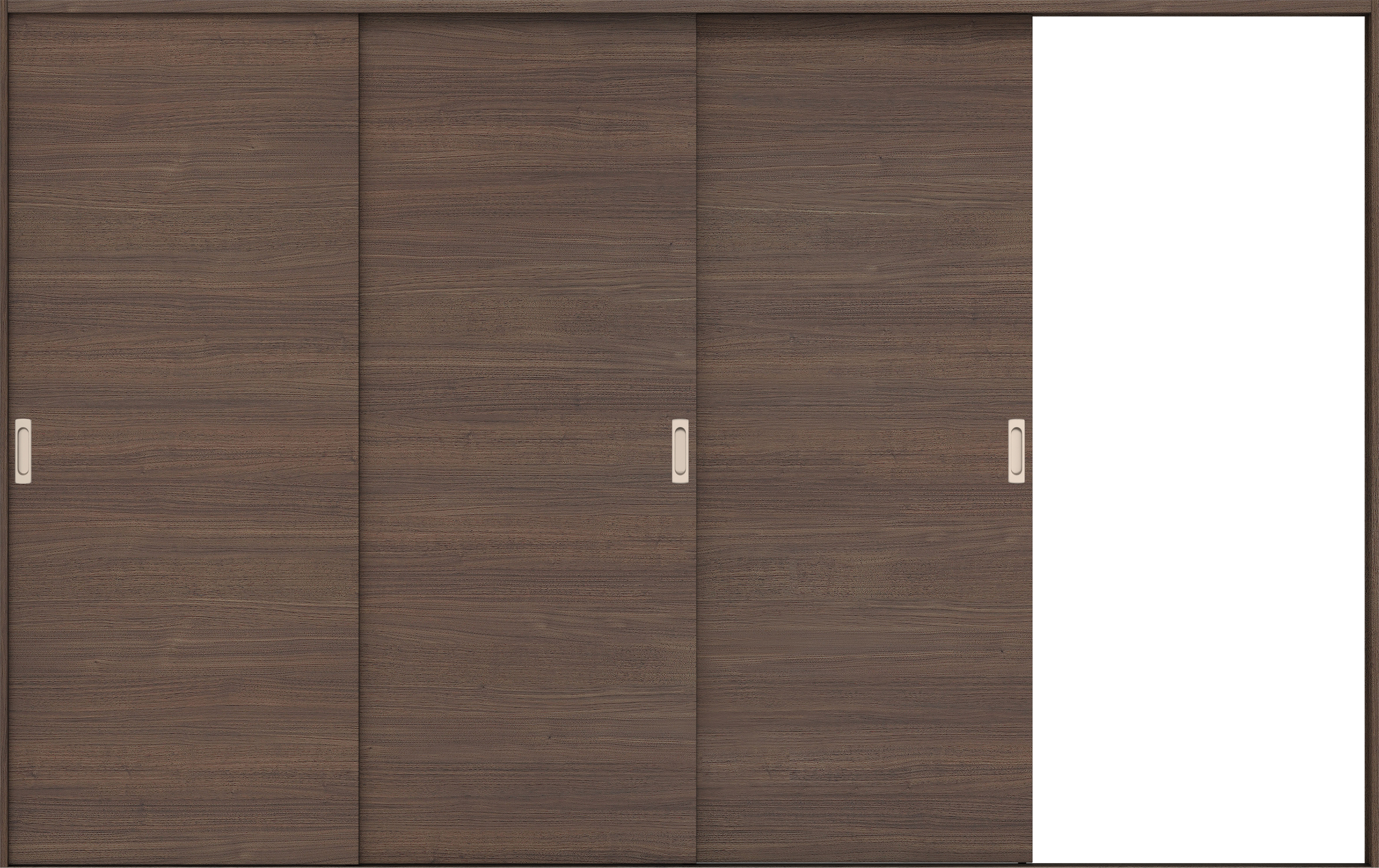 リビングドア　イエリア　引戸・３枚片引　扉セット　Ｕ０デザイン　３２２９幅用　２０００高　〈ダルブラウン柄〉　右引用　錠なし　ラクラクローズ付