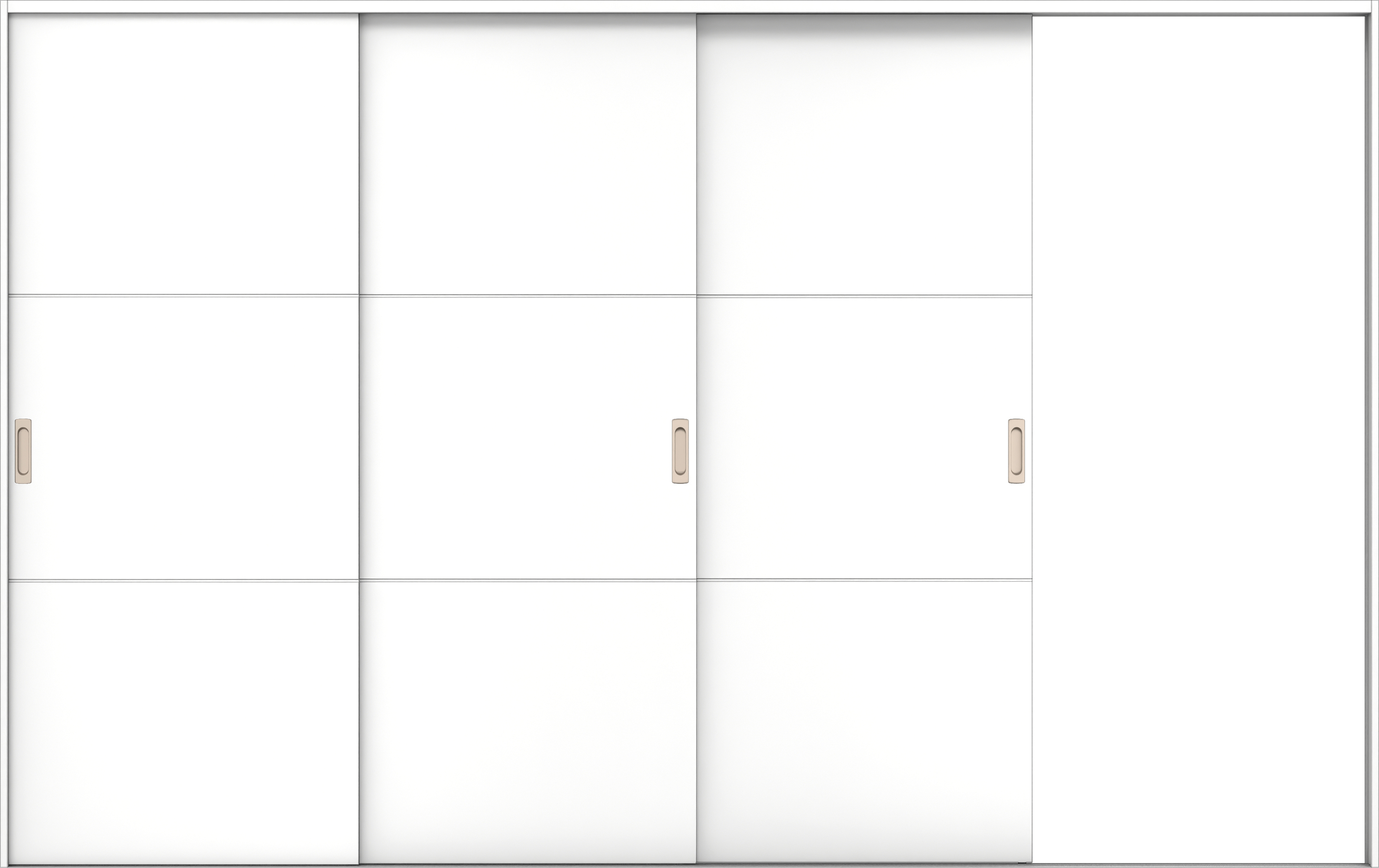 リビングドア　イエリア　引戸・３枚片引　扉セット　Ｕ４デザイン　３２２９幅用　２０００高　〈パウダーホワイト柄〉　右引用　錠なし　ラクラクローズ付