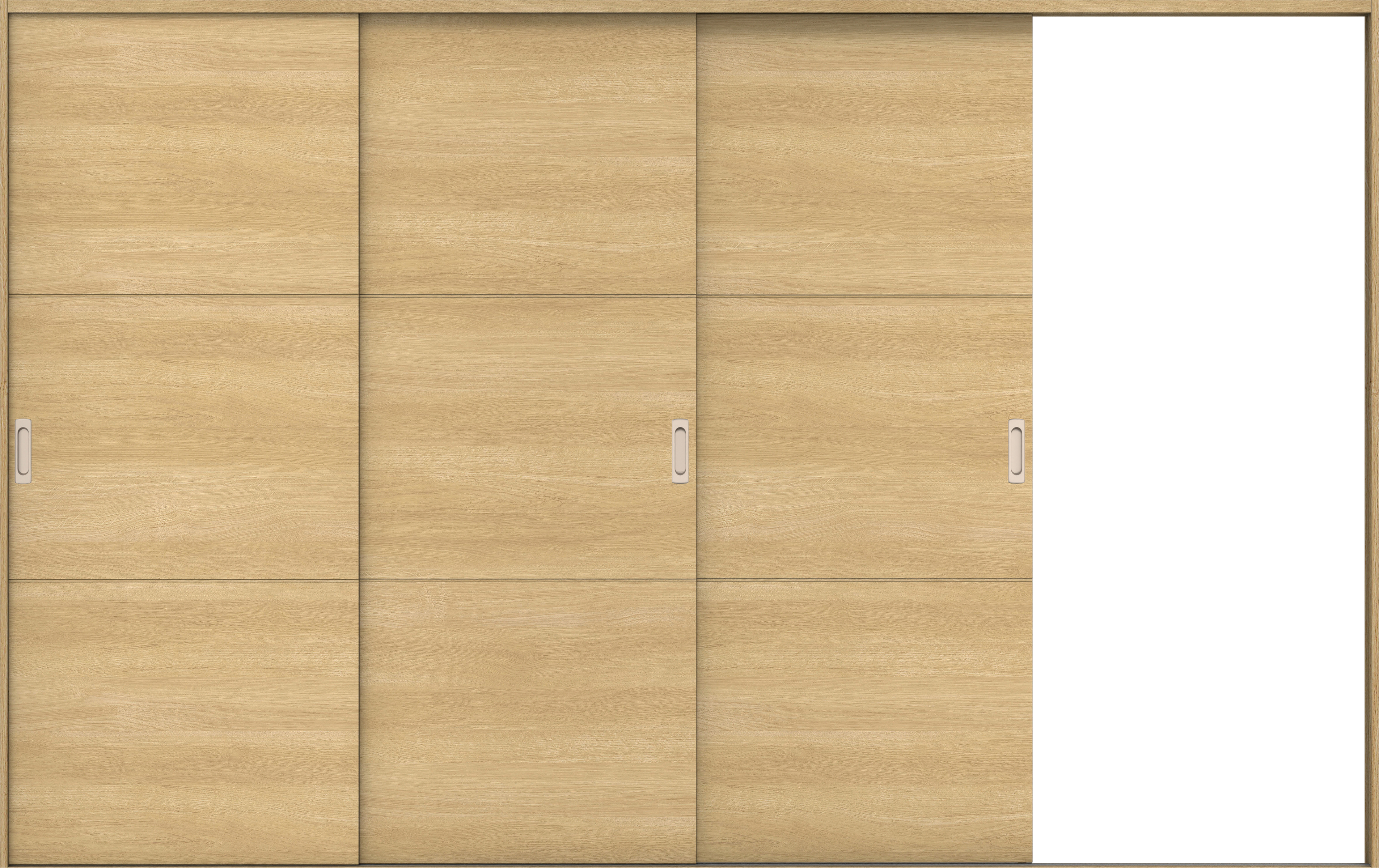 リビングドア　イエリア　引戸・３枚片引　扉セット　Ｕ４デザイン　３２２９幅用　２０００高　〈ライトオーカー柄〉　右引用　錠なし　ラクラクローズ付