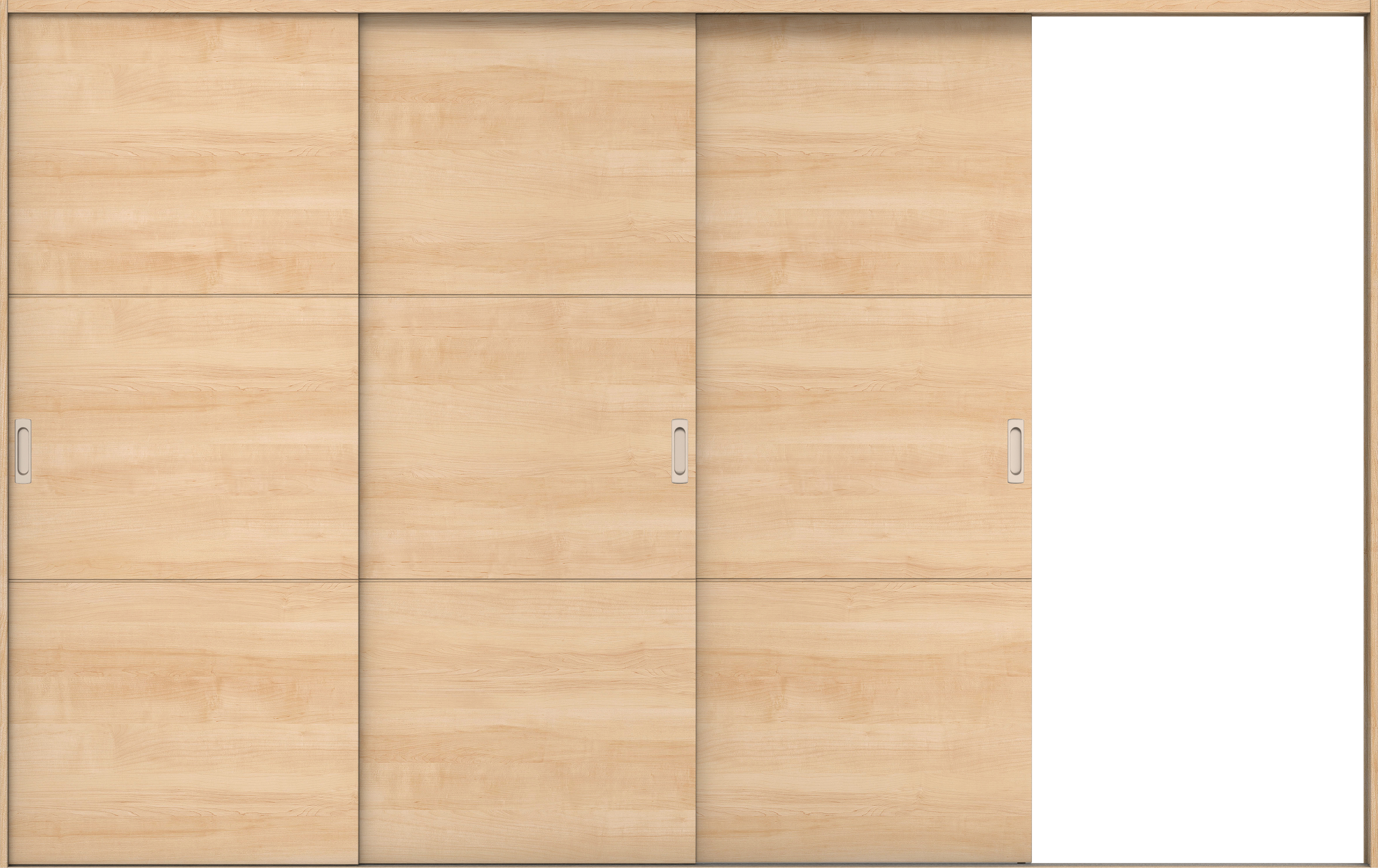 リビングドア　イエリア　引戸・３枚片引　扉セット　Ｕ４デザイン　３２２９幅用　２０００高　〈ミルベージュ柄〉　右引用　錠なし　ラクラクローズ付