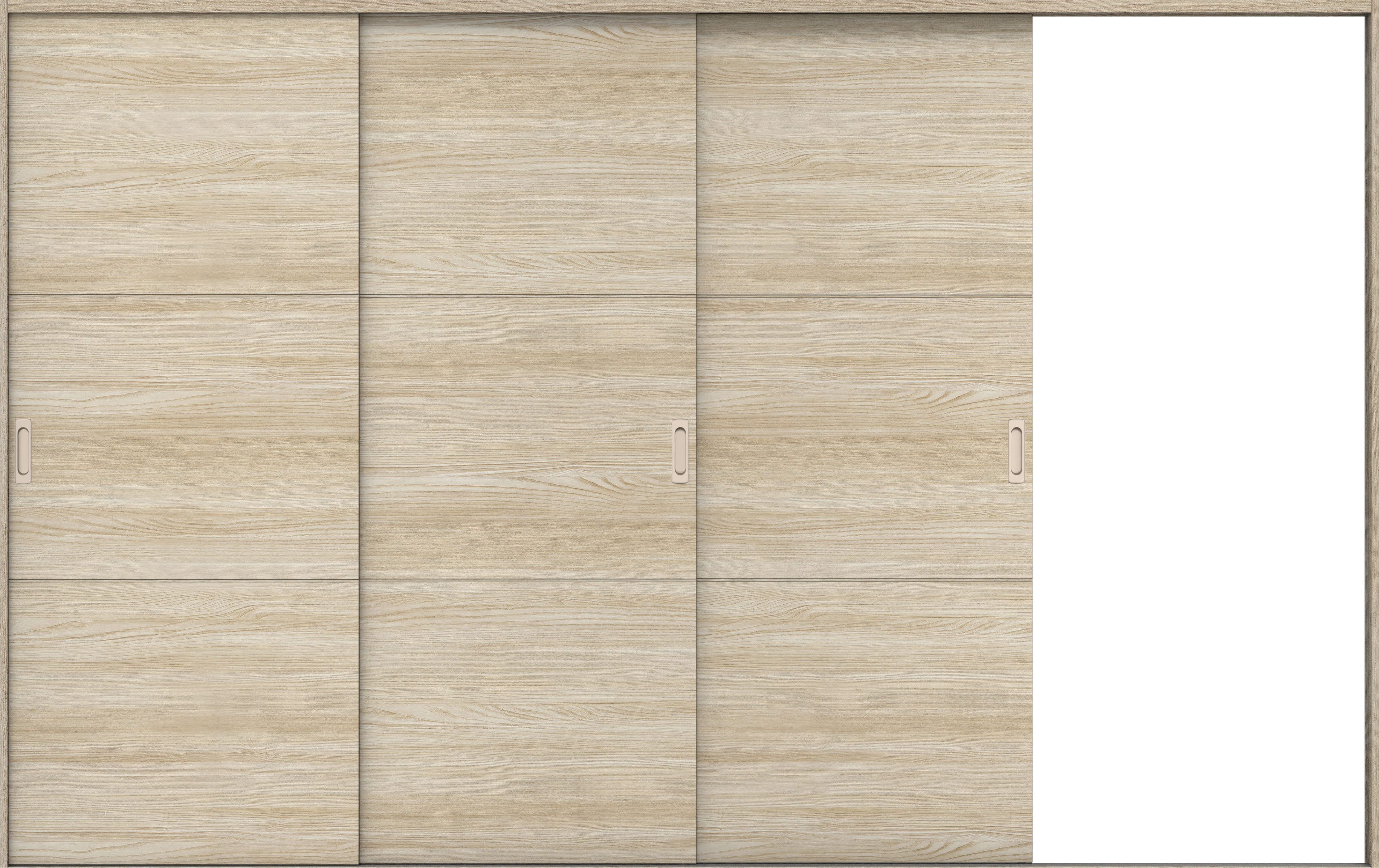 リビングドア　イエリア　引戸・３枚片引　扉セット　Ｕ４デザイン　３２２９幅用　２０００高　〈ソフトグレージュ柄〉　右引用　錠なし　ラクラクローズ付