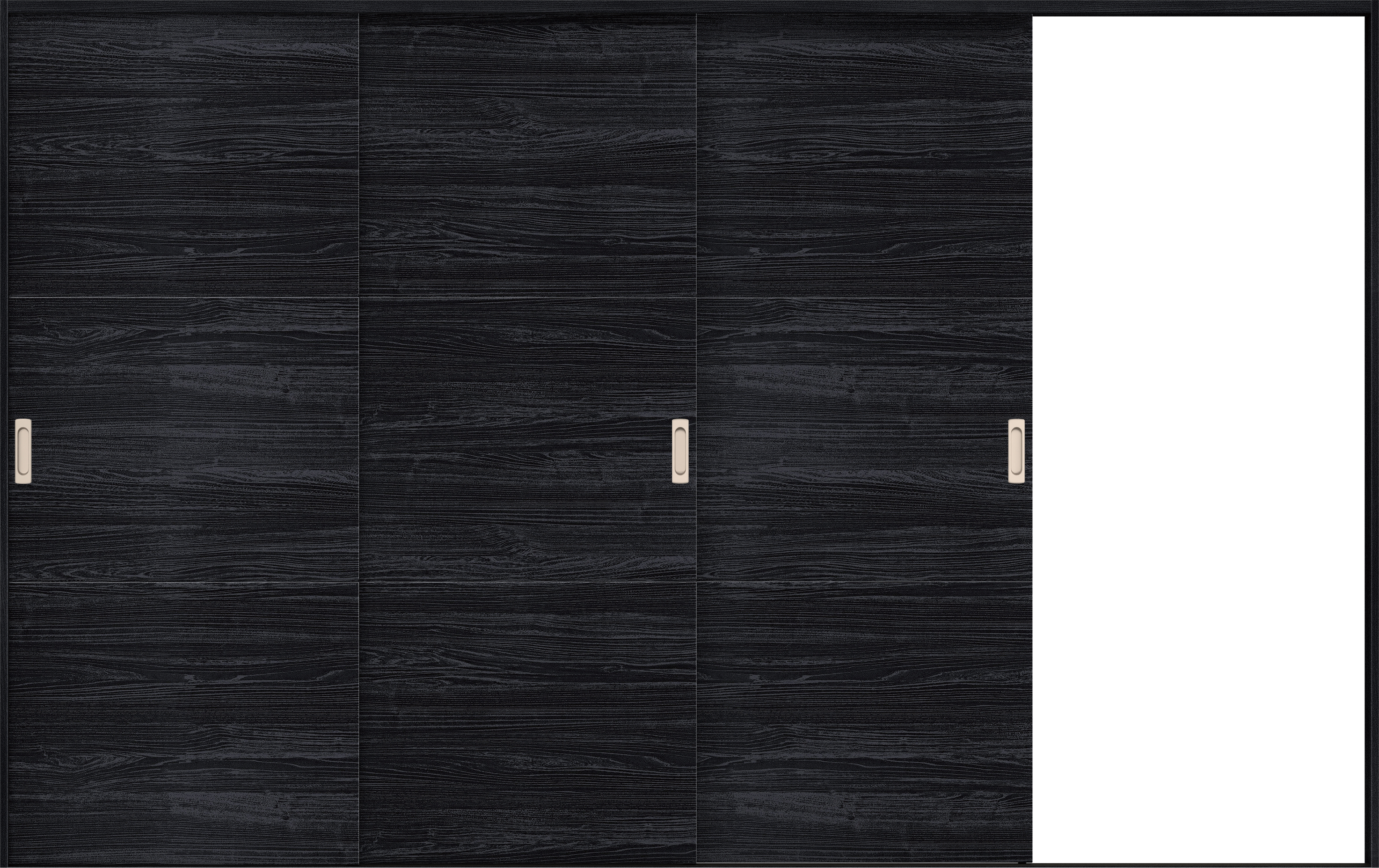 リビングドア　イエリア　引戸・３枚片引　扉セット　Ｕ４デザイン　３２２９幅用　２０００高　〈モスブラック柄〉　右引用　錠なし　ラクラクローズ付