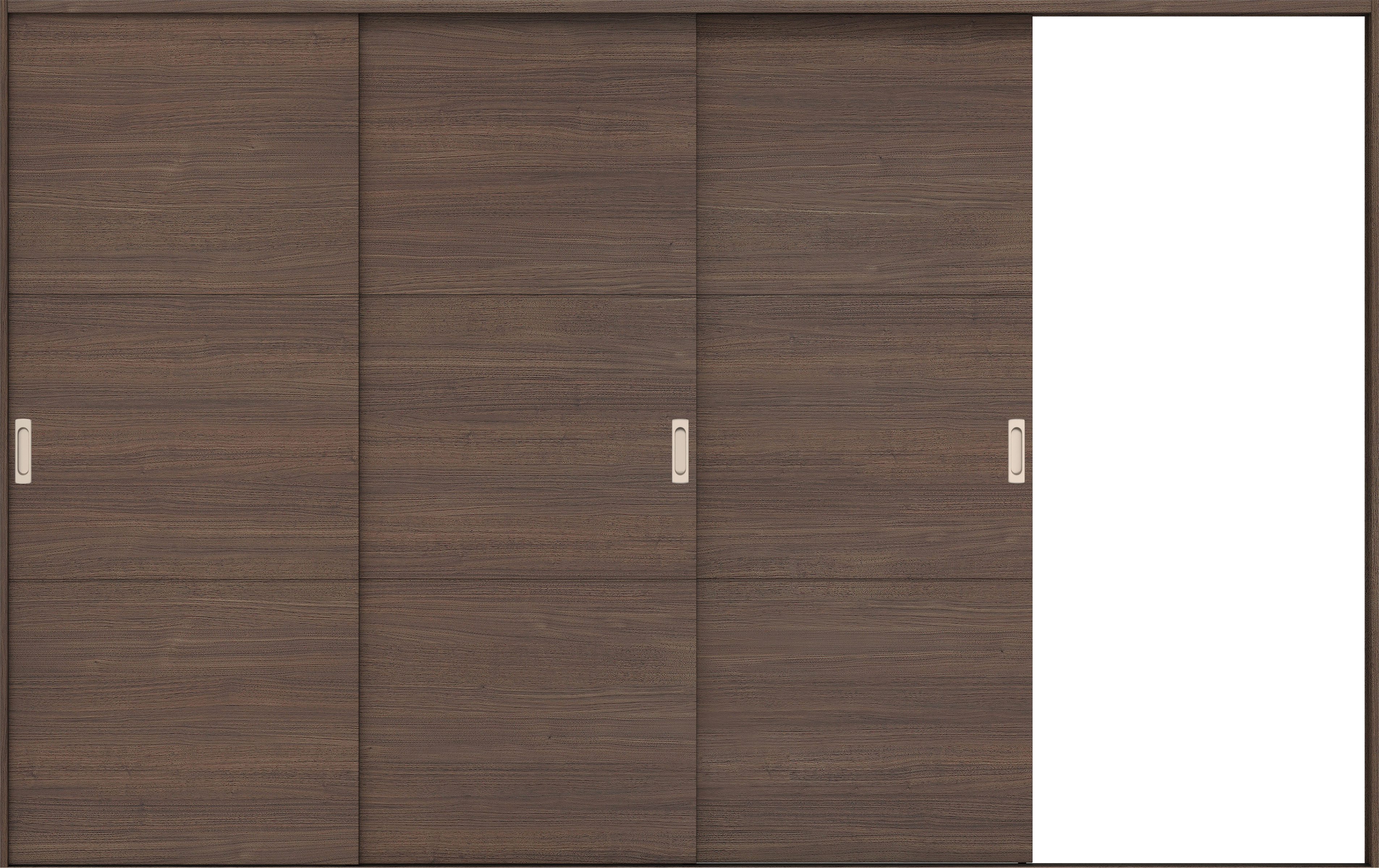 リビングドア　イエリア　引戸・３枚片引　扉セット　Ｕ４デザイン　３２２９幅用　２０００高　〈ダルブラウン柄〉　右引用　錠なし　ラクラクローズ付