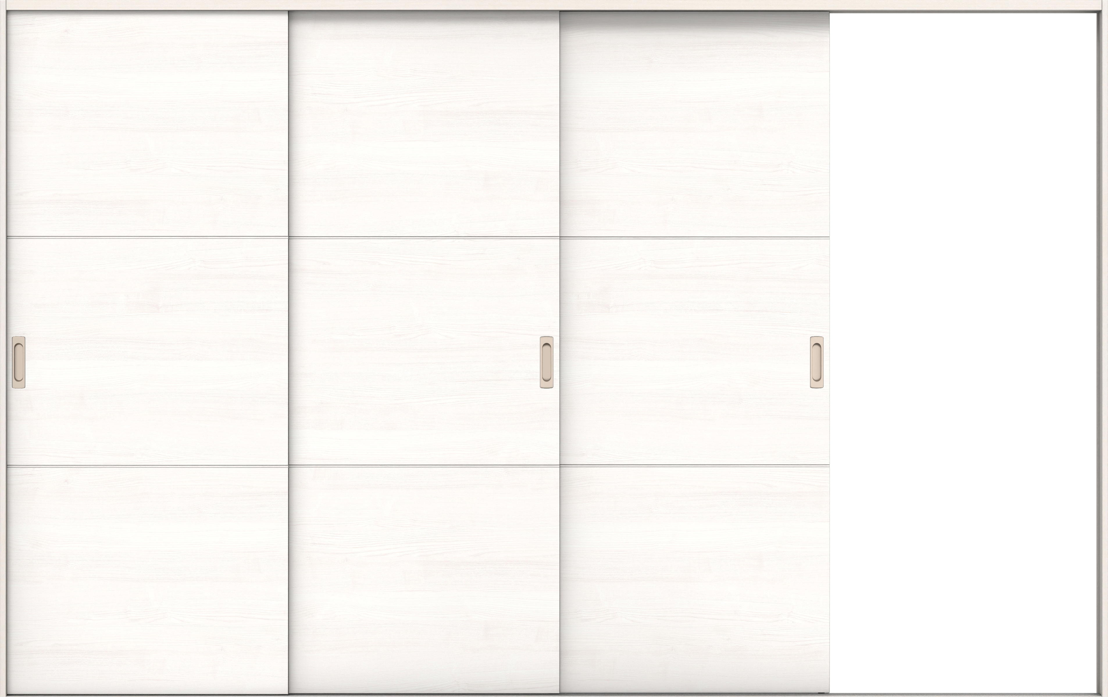 リビングドア　イエリア　引戸・３枚片引　扉セット　Ｕ４デザイン　３２２９幅用　２０００高　〈ネオホワイト柄〉　右引用　錠なし　ラクラクローズ付