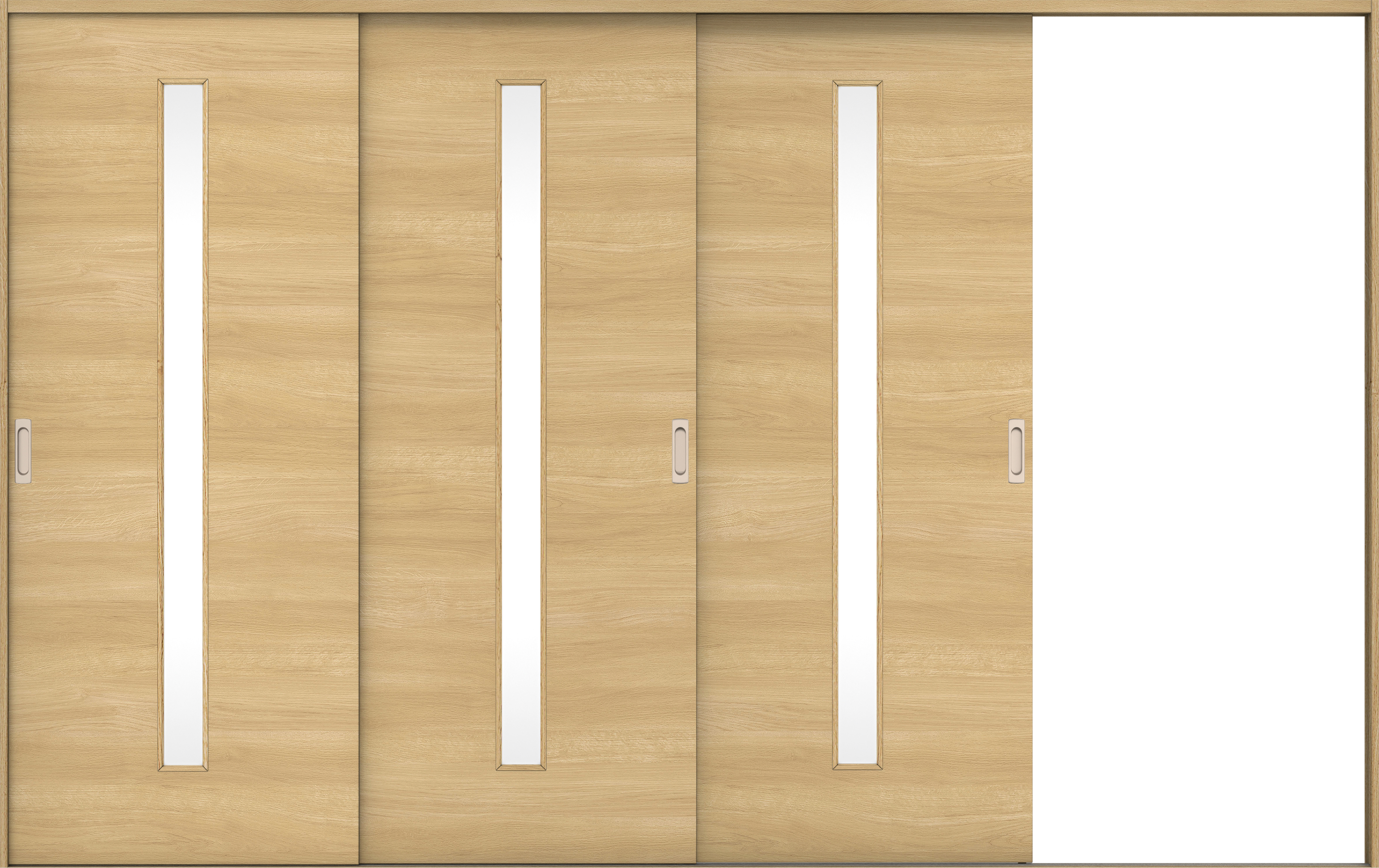 リビングドア　イエリア　引戸・３枚片引　扉セット　Ｕ８デザイン　３２２９幅用　２０００高　〈ライトオーカー柄〉　右引用　錠なし　ラクラクローズ付