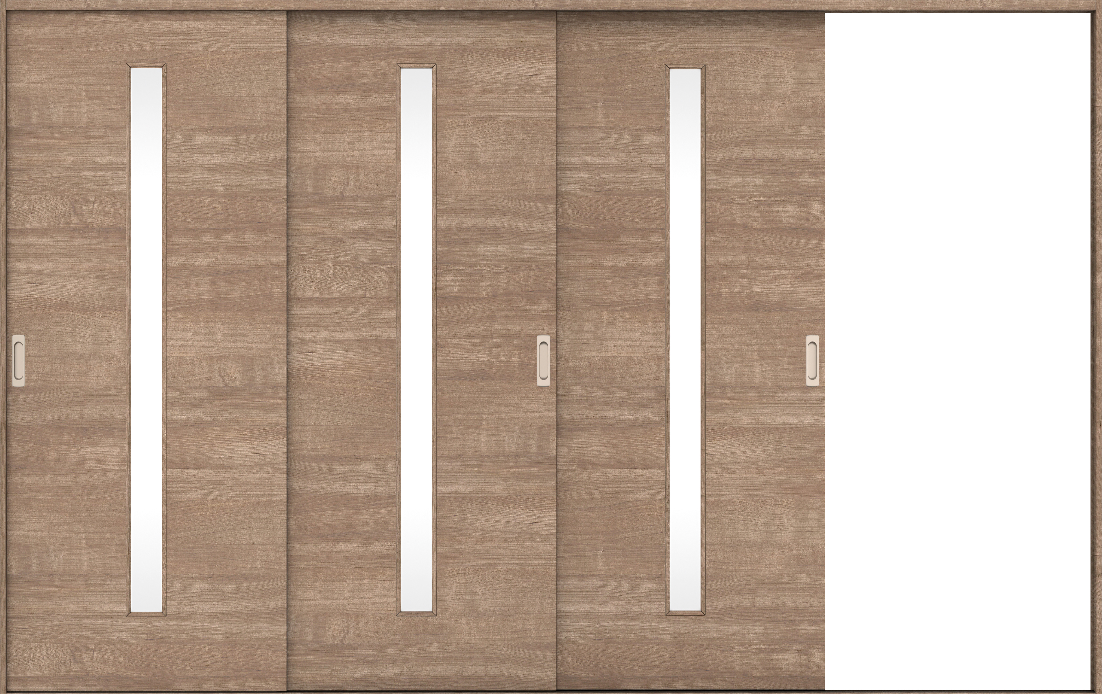 リビングドア　イエリア　引戸・３枚片引　扉セット　Ｕ８デザイン　３２２９幅用　２０００高　〈トープグレー柄〉　右引用　錠なし　ラクラクローズ付