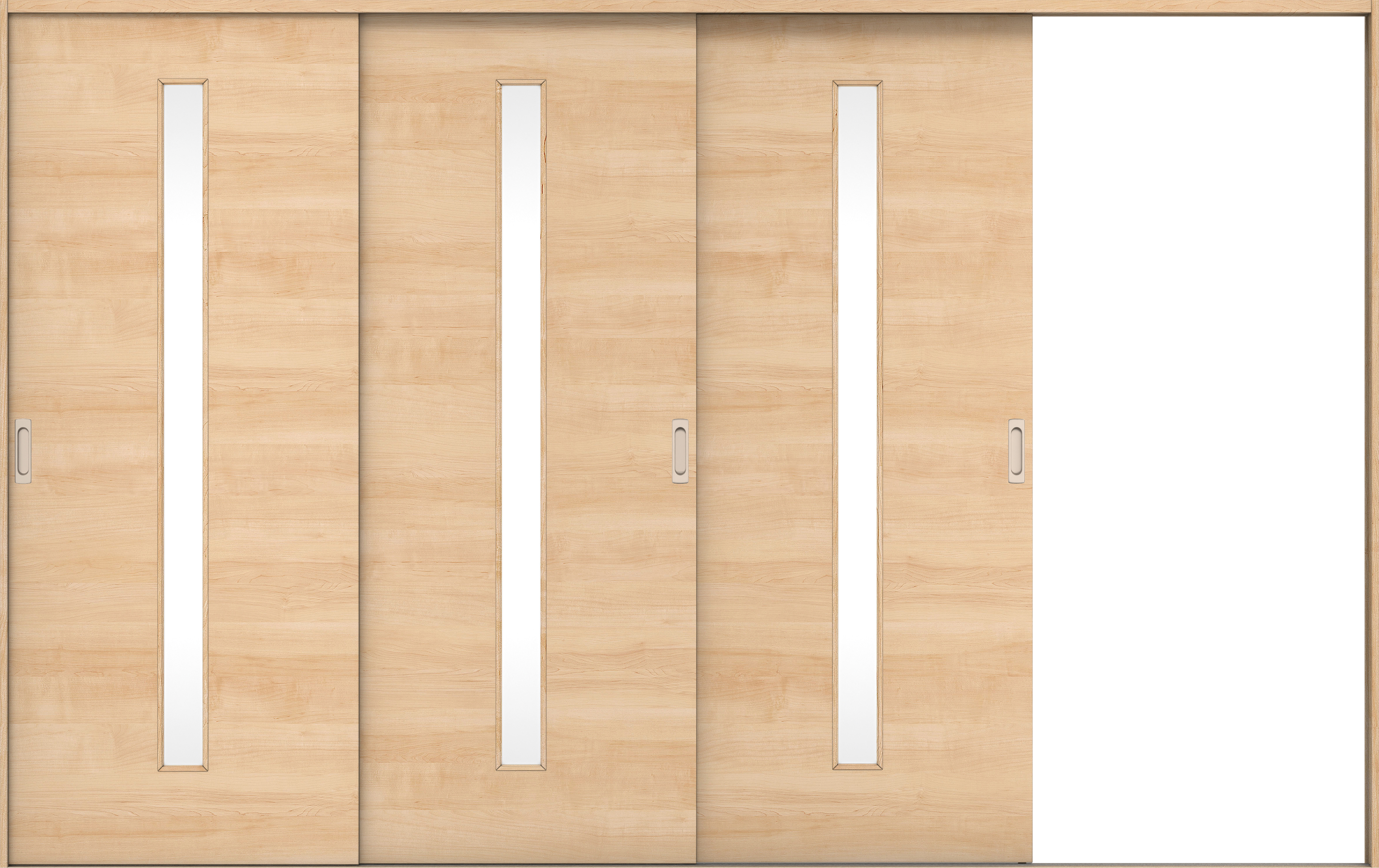 リビングドア　イエリア　引戸・３枚片引　扉セット　Ｕ８デザイン　３２２９幅用　２０００高　〈ミルベージュ柄〉　右引用　錠なし　ラクラクローズ付