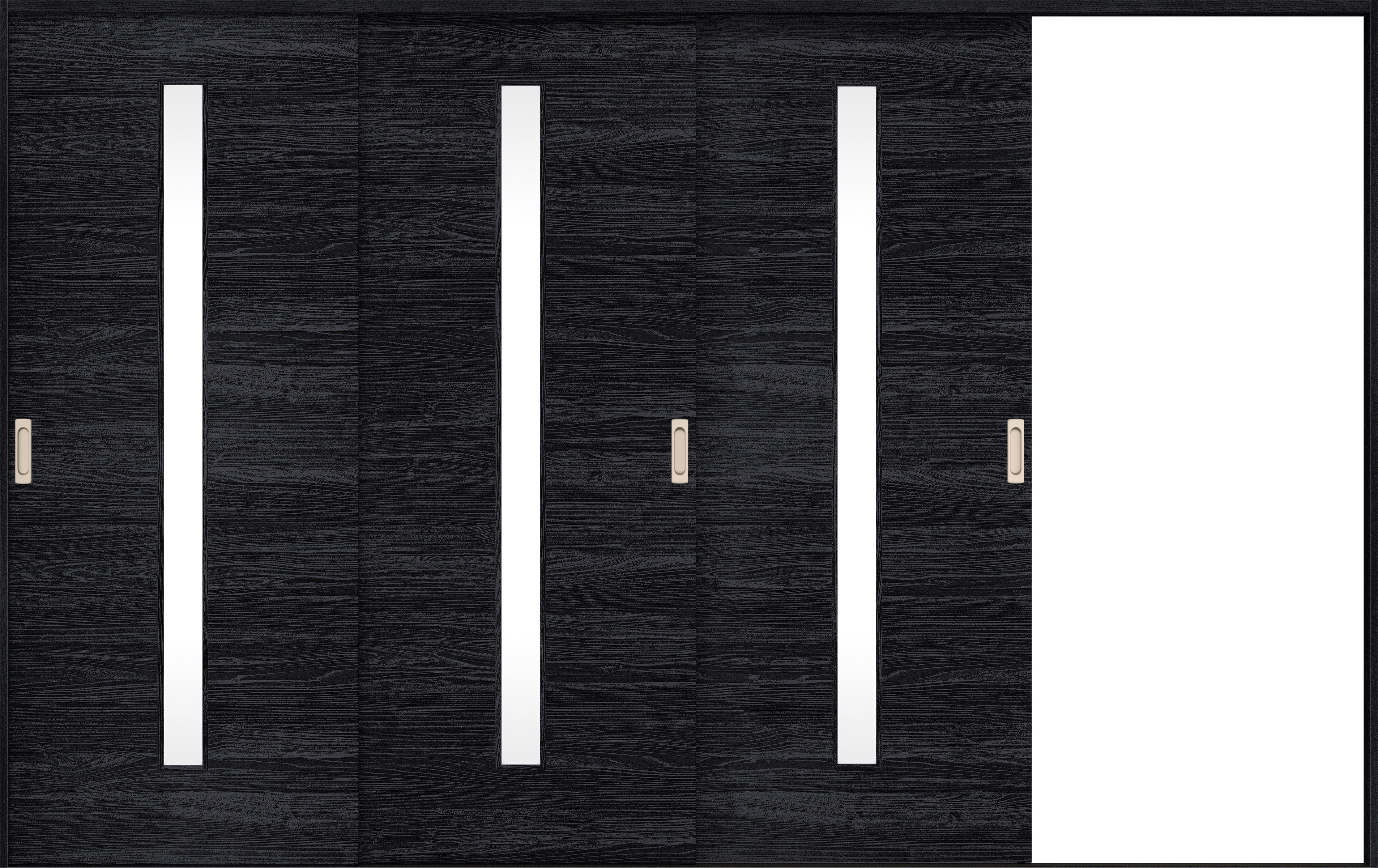 リビングドア　イエリア　引戸・３枚片引　扉セット　Ｕ８デザイン　３２２９幅用　２０００高　〈モスブラック柄〉　右引用　錠なし　ラクラクローズ付