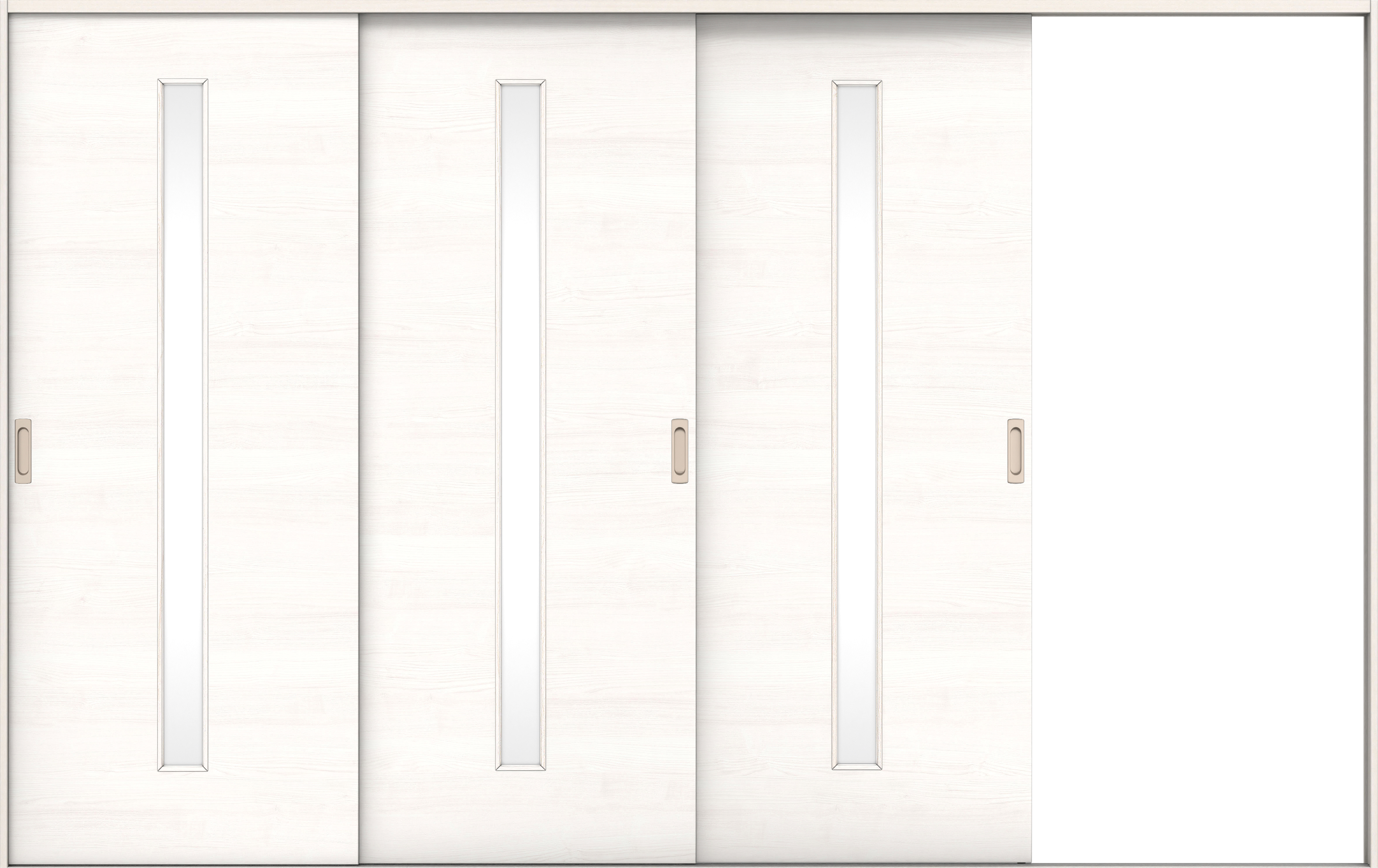 リビングドア　イエリア　引戸・３枚片引　扉セット　Ｕ８デザイン　３２２９幅用　２０００高　〈ネオホワイト柄〉　右引用　錠なし　ラクラクローズ付