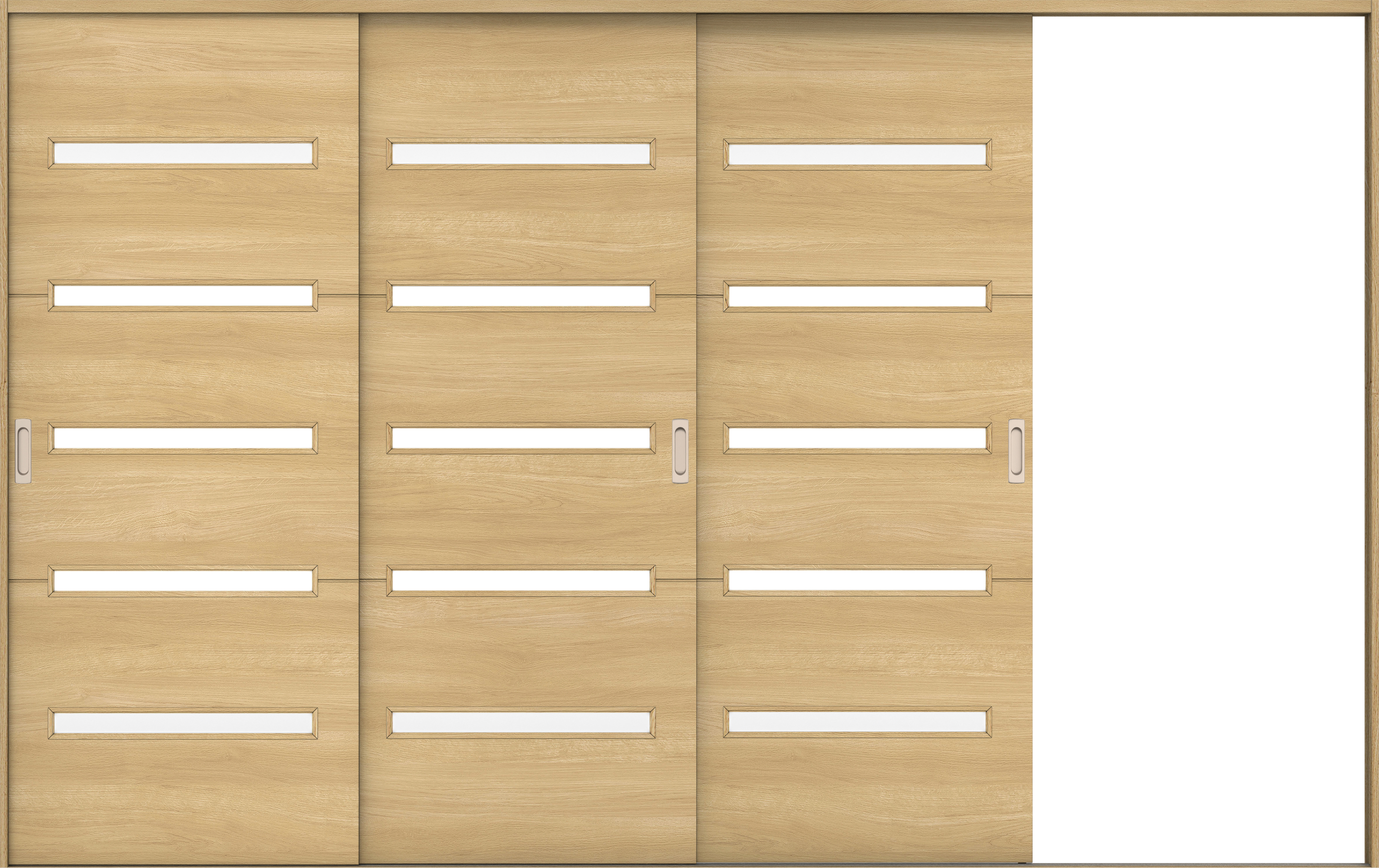 リビングドア　イエリア　引戸・３枚片引　扉セット　Ｙ４デザイン　３２２９幅用　２０００高　〈ライトオーカー柄〉　右引用　錠なし　ラクラクローズ付