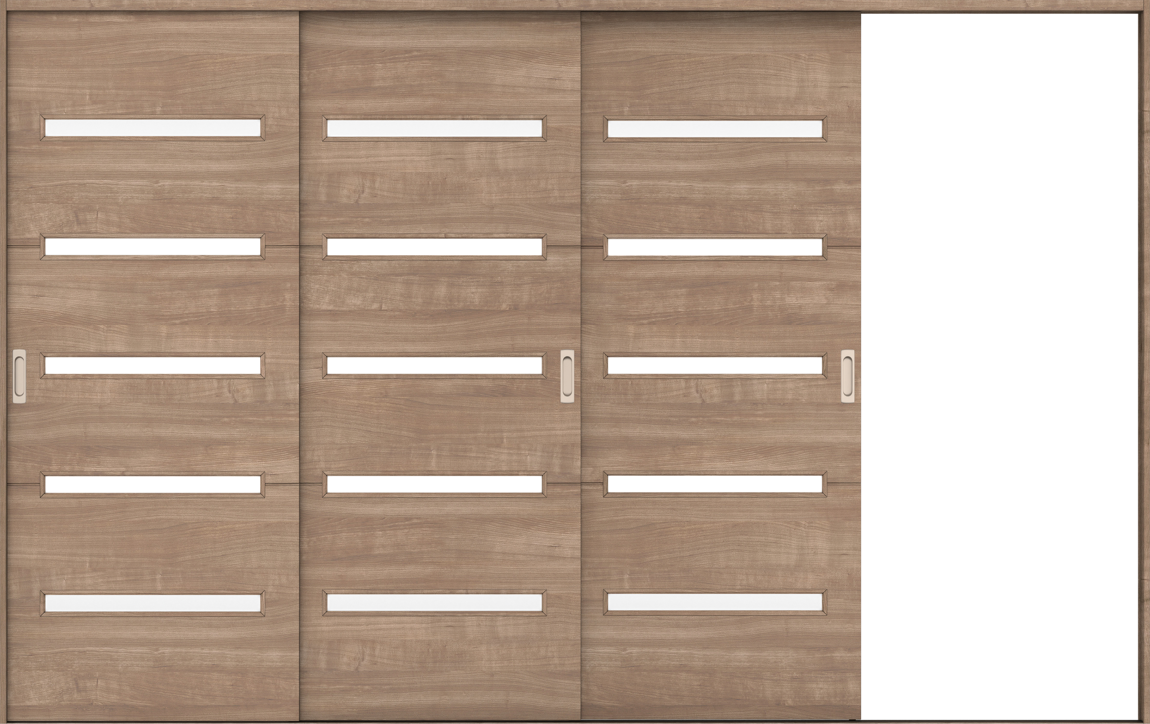 リビングドア　イエリア　引戸・３枚片引　扉セット　Ｙ４デザイン　３２２９幅用　２０００高　〈トープグレー柄〉　右引用　錠なし　ラクラクローズ付