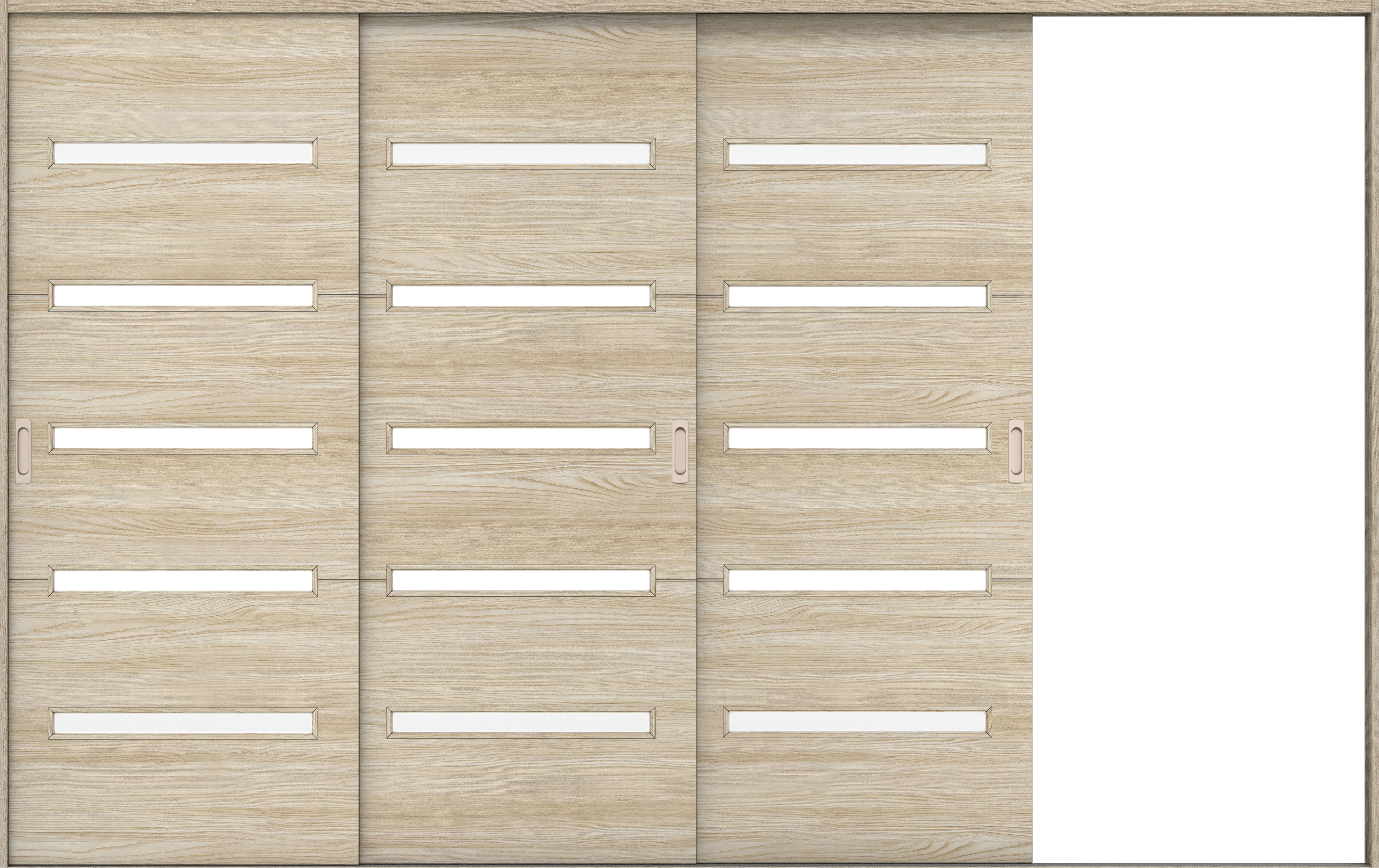 リビングドア　イエリア　引戸・３枚片引　扉セット　Ｙ４デザイン　３２２９幅用　２０００高　〈ソフトグレージュ柄〉　右引用　錠なし　ラクラクローズ付