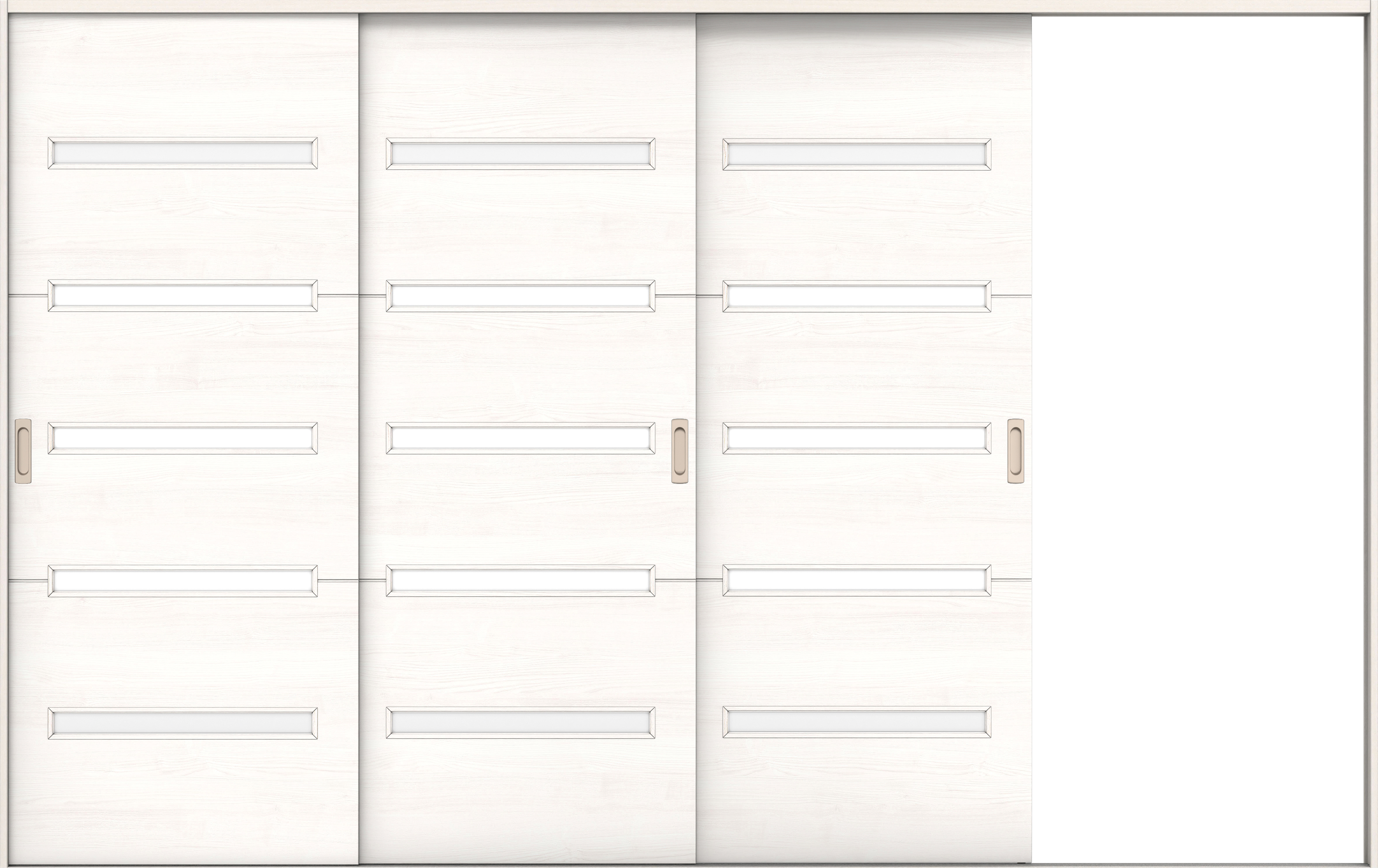 リビングドア　イエリア　引戸・３枚片引　扉セット　Ｙ４デザイン　３２２９幅用　２０００高　〈ネオホワイト柄〉　右引用　錠なし　ラクラクローズ付