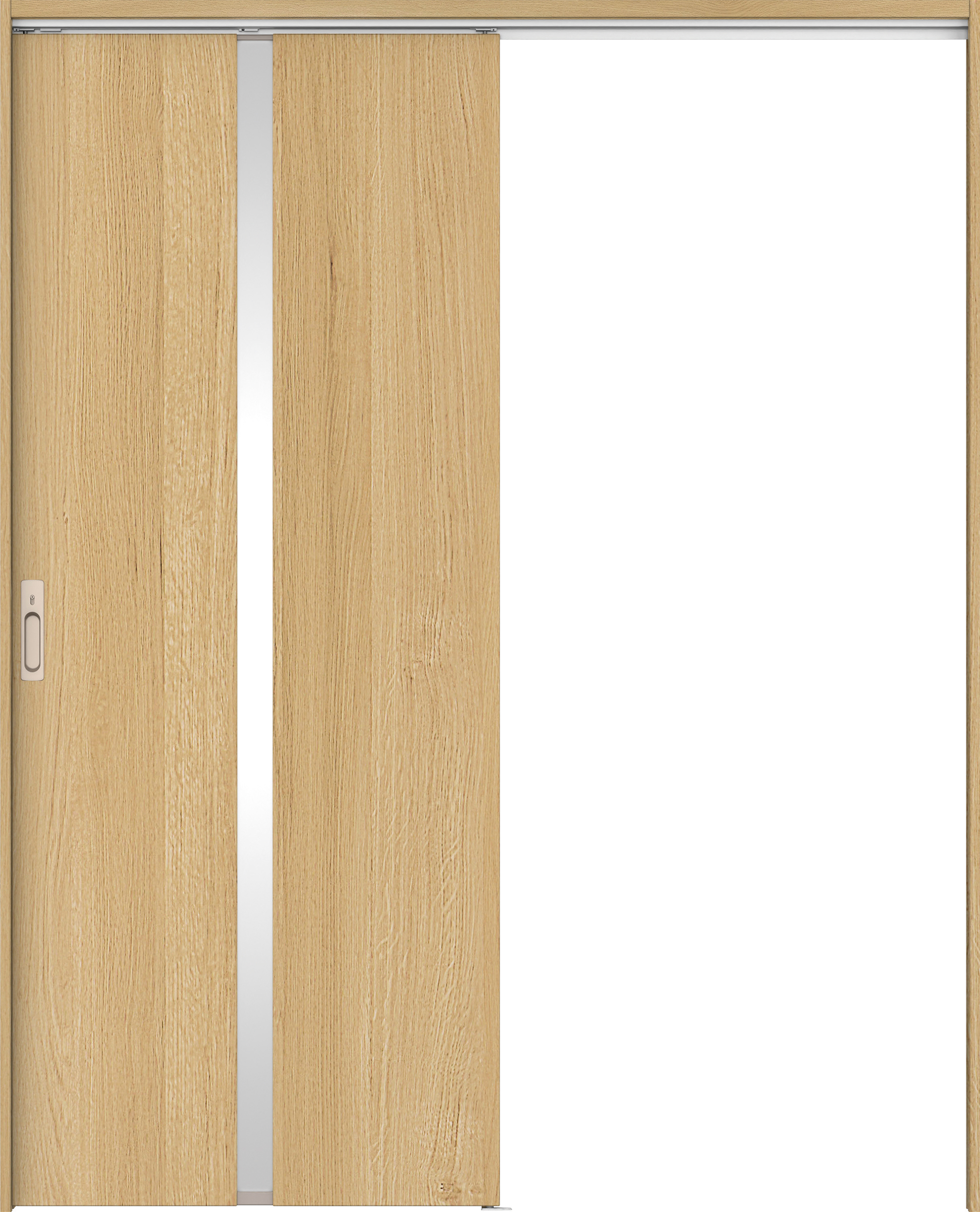 リビングドア　イエリア　吊戸・片引　扉セット　２Ｐデザイン　１６４５幅用　２０００高　〈ライトオーカー柄〉　左右兼用　カマ錠付　間仕切錠　ラクラクローズ付用