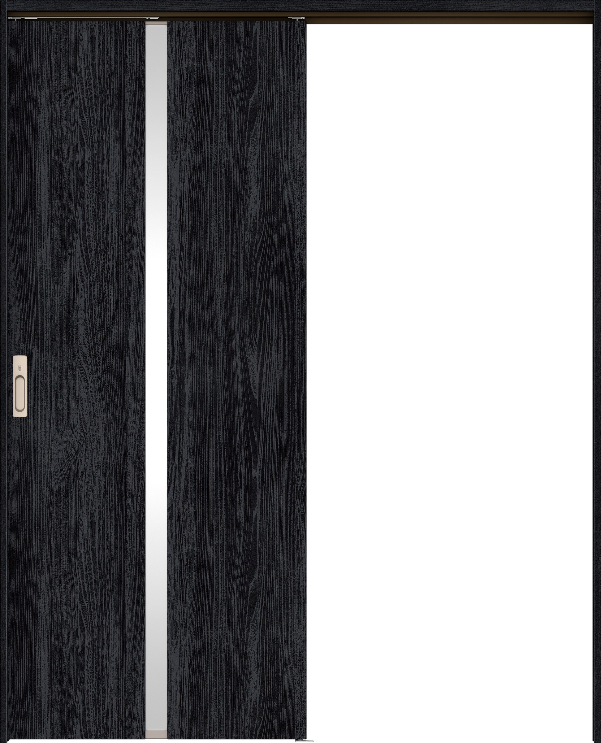 リビングドア　イエリア　吊戸・片引　扉セット　２Ｐデザイン　１６４５幅用　２０００高　〈モスブラック柄〉　左右兼用　カマ錠付　間仕切錠　ラクラクローズ付用
