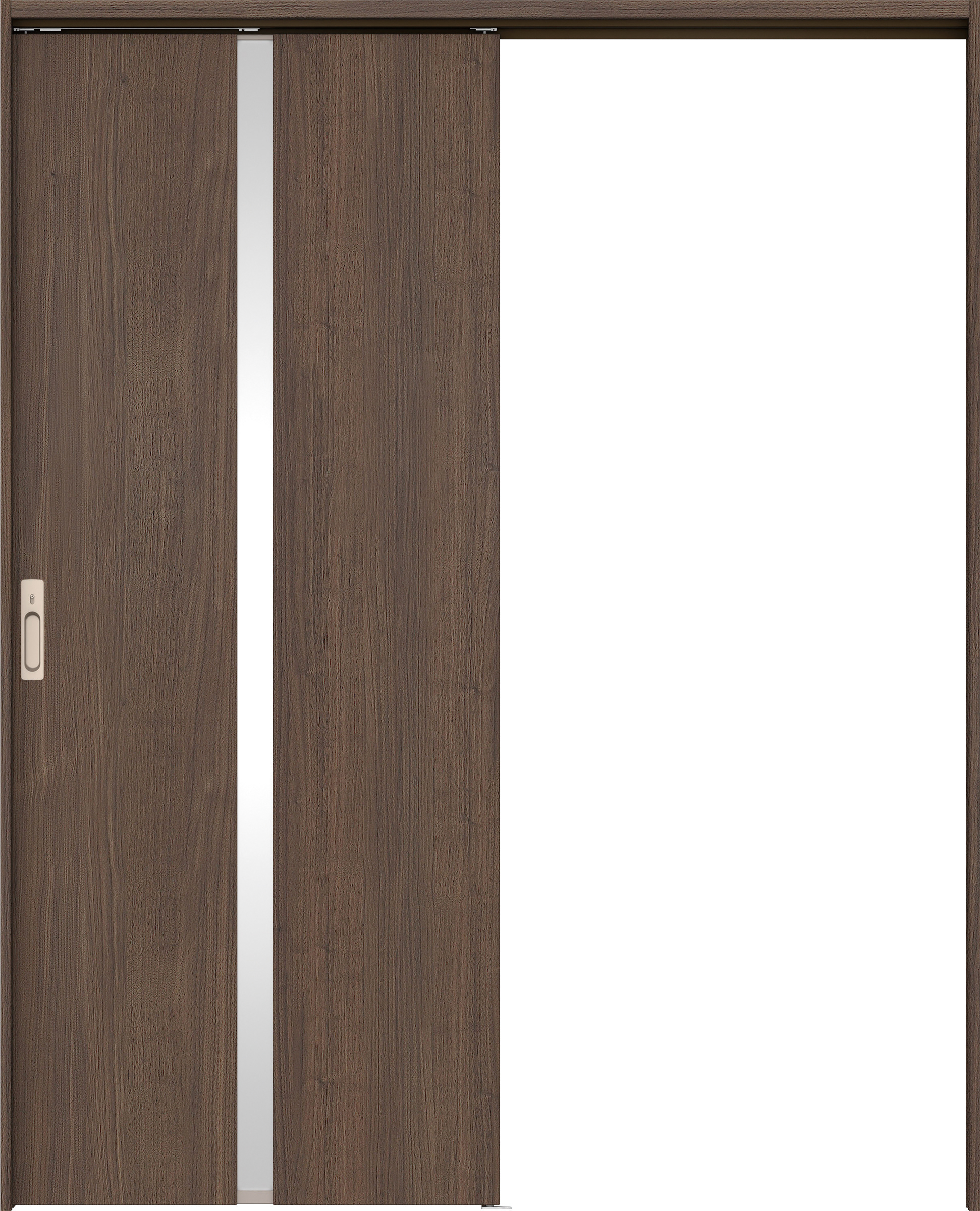 リビングドア　イエリア　吊戸・片引　扉セット　２Ｐデザイン　１６４５幅用　２０００高　〈ダルブラウン柄〉　左右兼用　カマ錠付　間仕切錠　ラクラクローズ付用