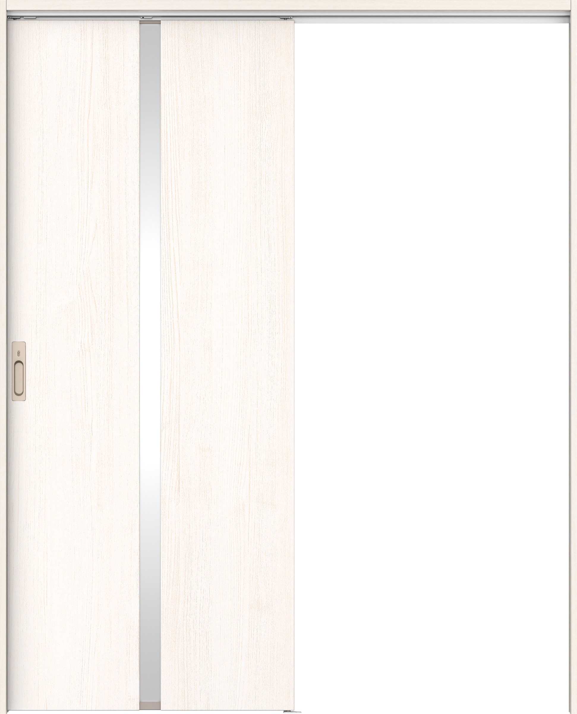 リビングドア　イエリア　吊戸・片引　扉セット　２Ｐデザイン　１６４５幅用　２０００高　〈ネオホワイト柄〉　左右兼用　カマ錠付　間仕切錠　ラクラクローズ付用