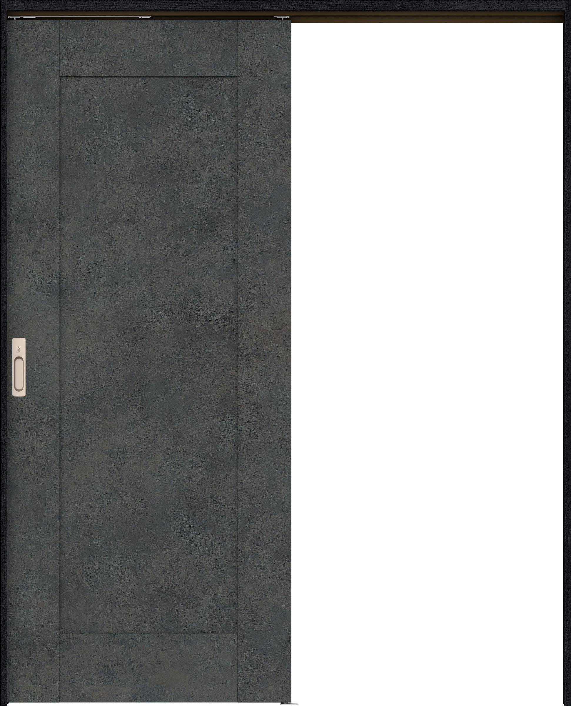 リビングドア　イエリア　吊戸・片引　扉セット　３８デザイン　１４５０幅用　２０００高　〈アイアンブラック柄〉　左右兼用　カマ錠付　間仕切錠　ラクラクローズ付用