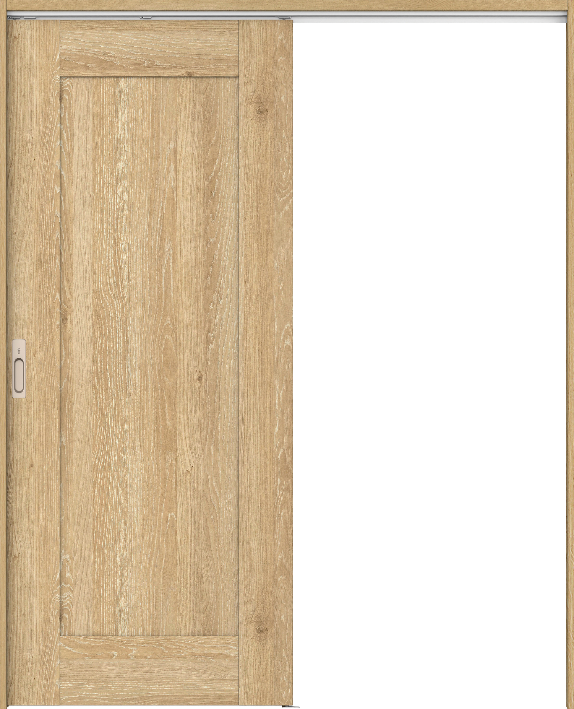 リビングドア　イエリア　吊戸・片引　扉セット　３８デザイン　１４５０幅用　２０００高　〈ミルキーオーカー柄〉　左右兼用　カマ錠付　間仕切錠　ラクラクローズ付用