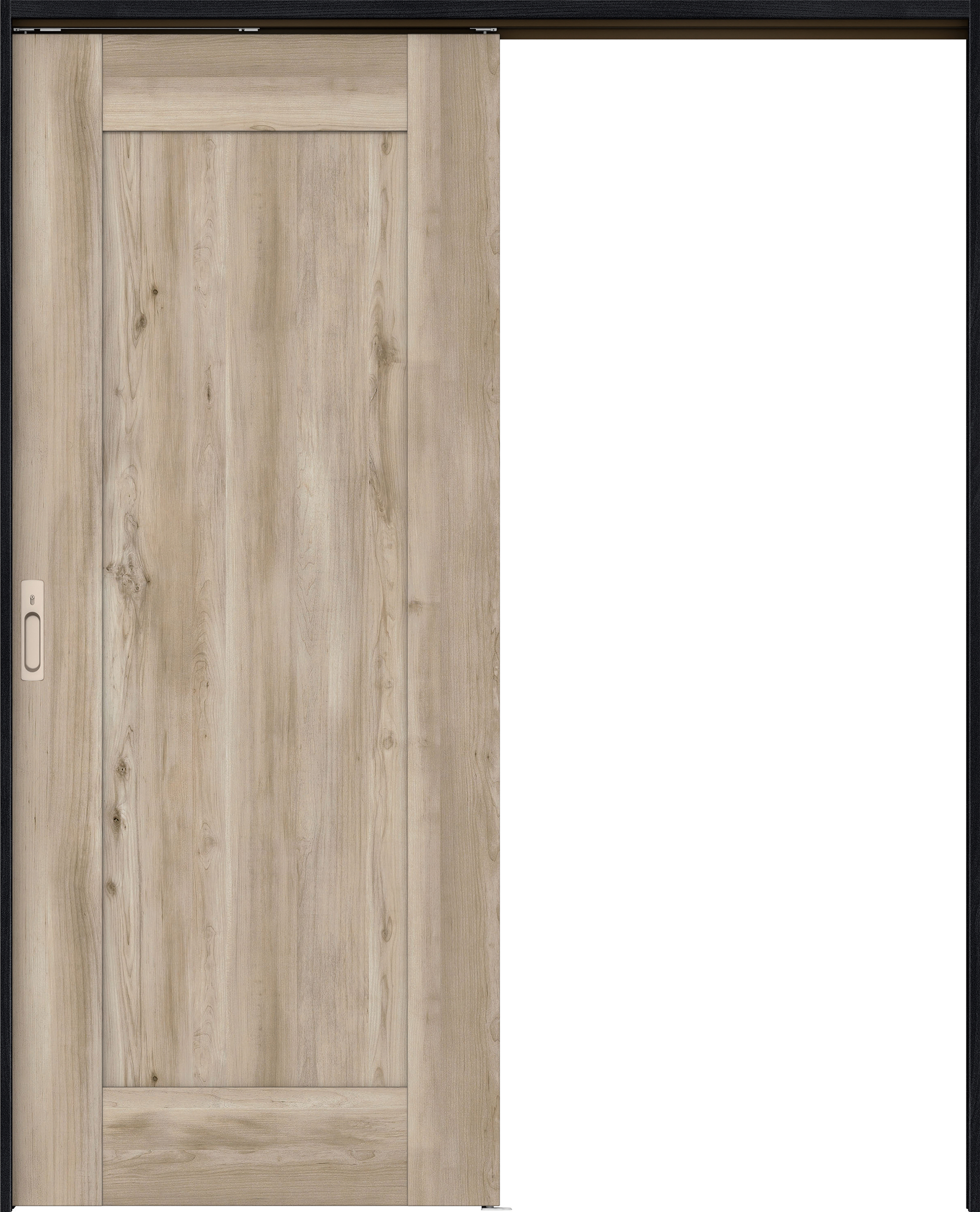 リビングドア　イエリア　吊戸・片引　扉セット　３８デザイン　１４５０幅用　２０００高　〈スモークグレー柄〉　左右兼用　カマ錠付　間仕切錠　ラクラクローズ付用