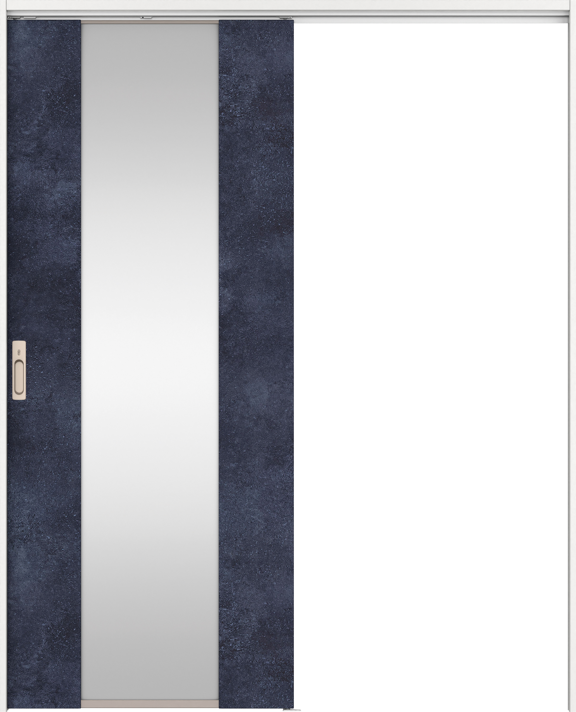 リビングドア　イエリア　吊戸・片引　扉セット　４Ｐデザイン　１７４５幅用　２０００高　〈コバルトブルー柄〉　左右兼用　カマ錠付　間仕切錠　ラクラクローズ付用