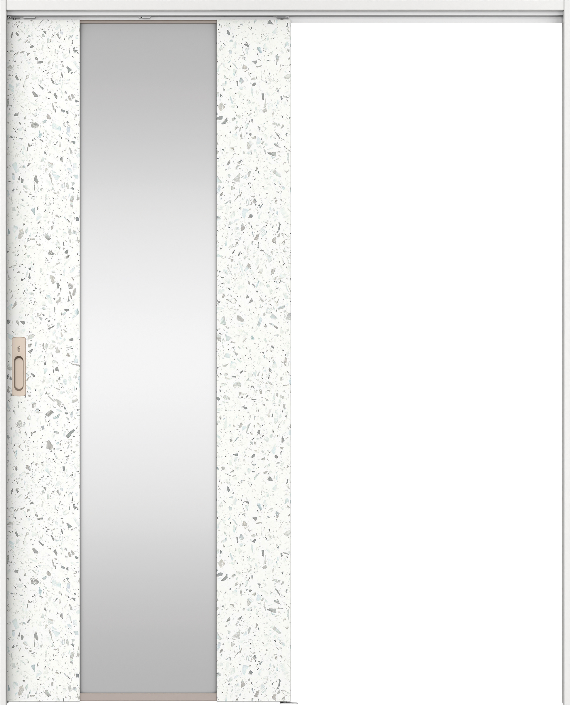 リビングドア　イエリア　吊戸・片引　扉セット　４Ｐデザイン　１７４５幅用　２０００高　〈テラゾホワイト柄〉　左右兼用　カマ錠付　間仕切錠　ラクラクローズ付用