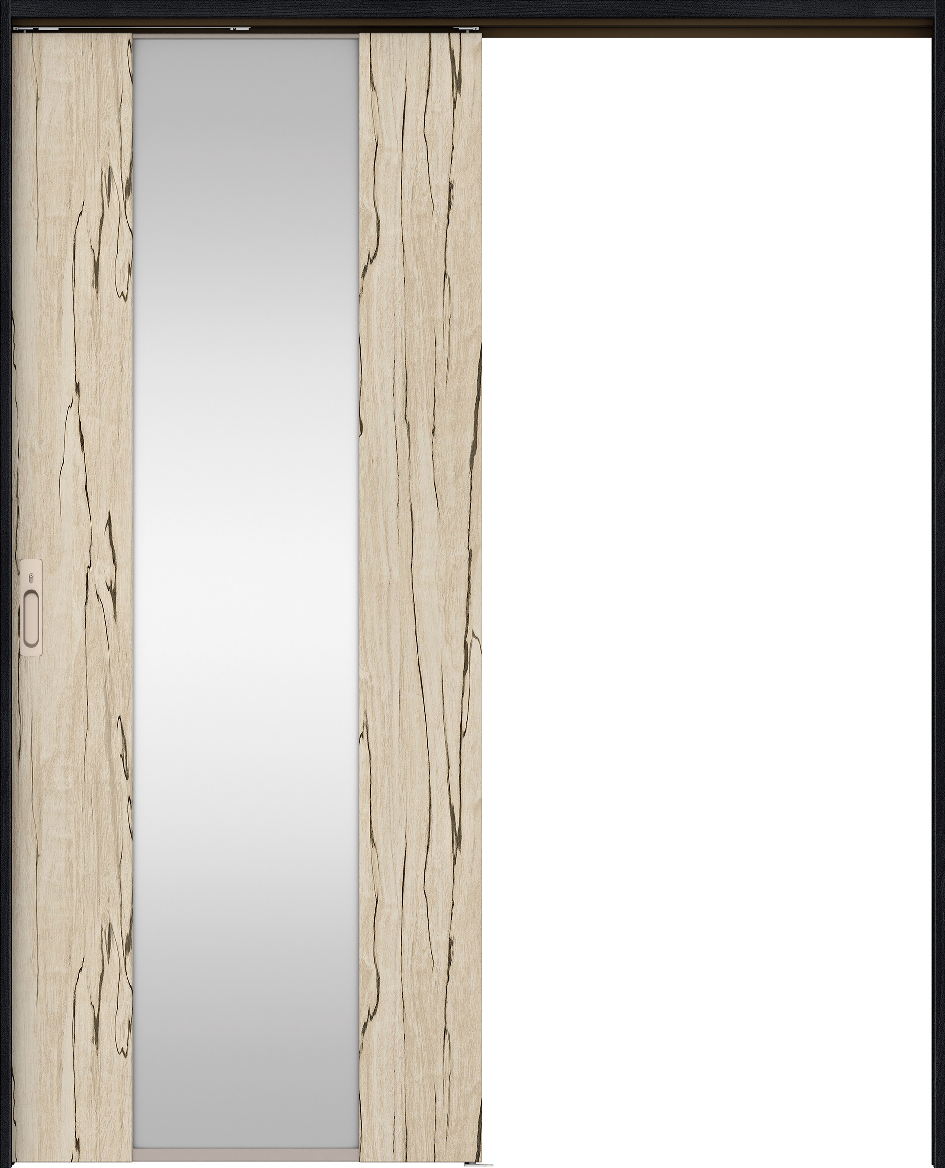 リビングドア　イエリア　吊戸・片引　扉セット　４Ｐデザイン　１７４５幅用　２０００高　〈スロウベージュ柄〉　左右兼用　カマ錠付　間仕切錠　ラクラクローズ付用