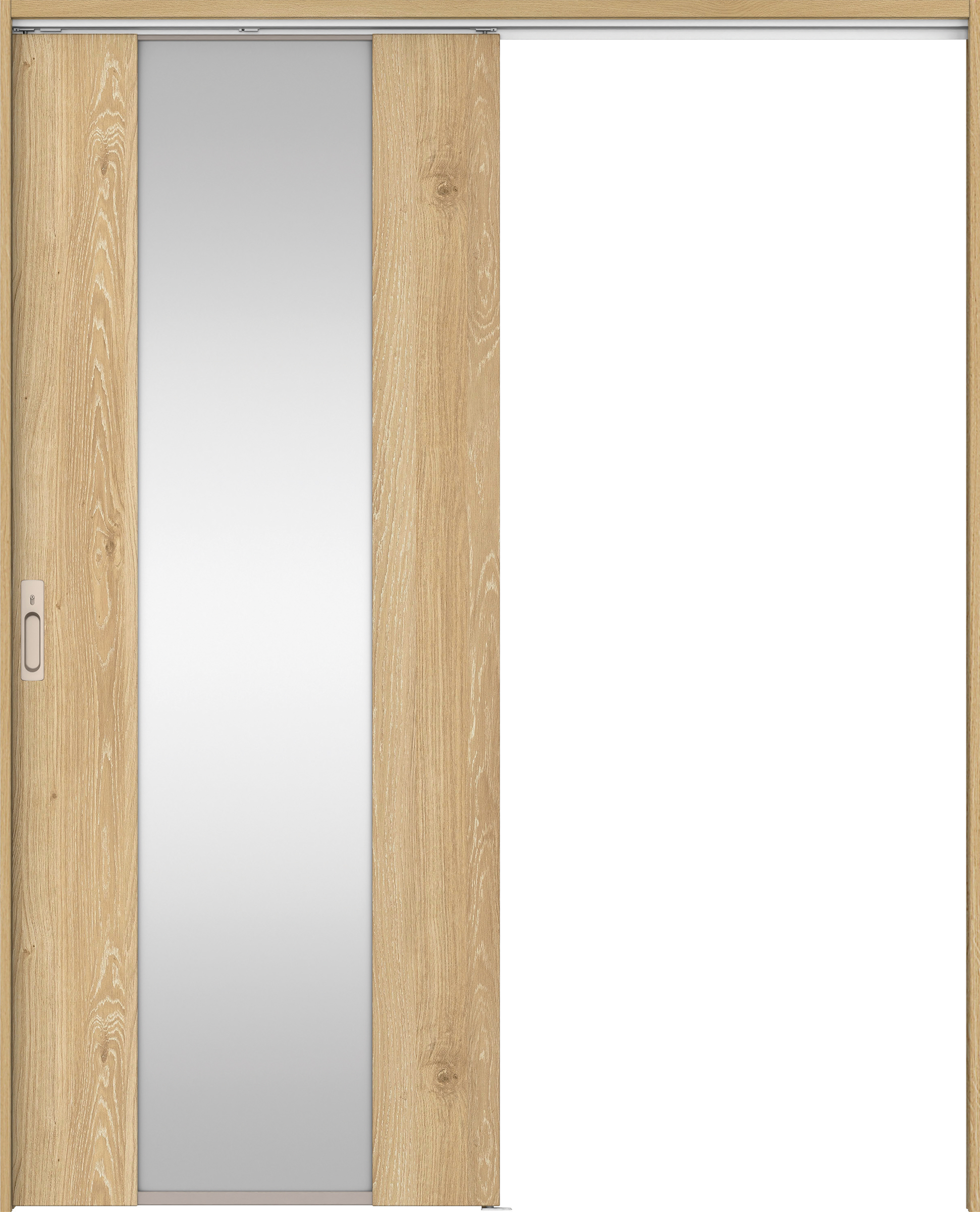 リビングドア　イエリア　吊戸・片引　扉セット　４Ｐデザイン　１７４５幅用　２０００高　〈ミルキーオーカー柄〉　左右兼用　カマ錠付　間仕切錠　ラクラクローズ付用