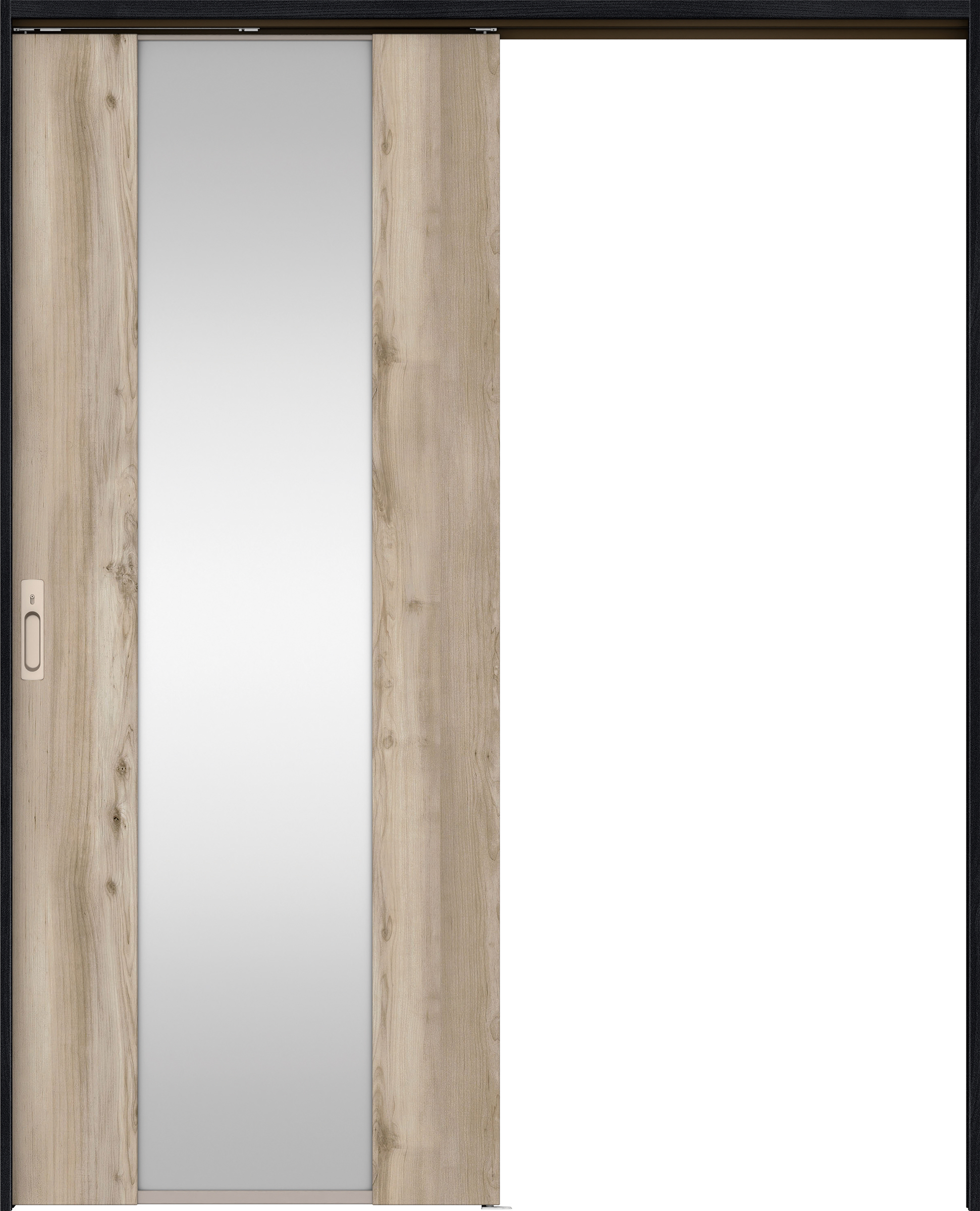 リビングドア　イエリア　吊戸・片引　扉セット　４Ｐデザイン　１７４５幅用　２０００高　〈スモークグレー柄〉　左右兼用　カマ錠付　間仕切錠　ラクラクローズ付用