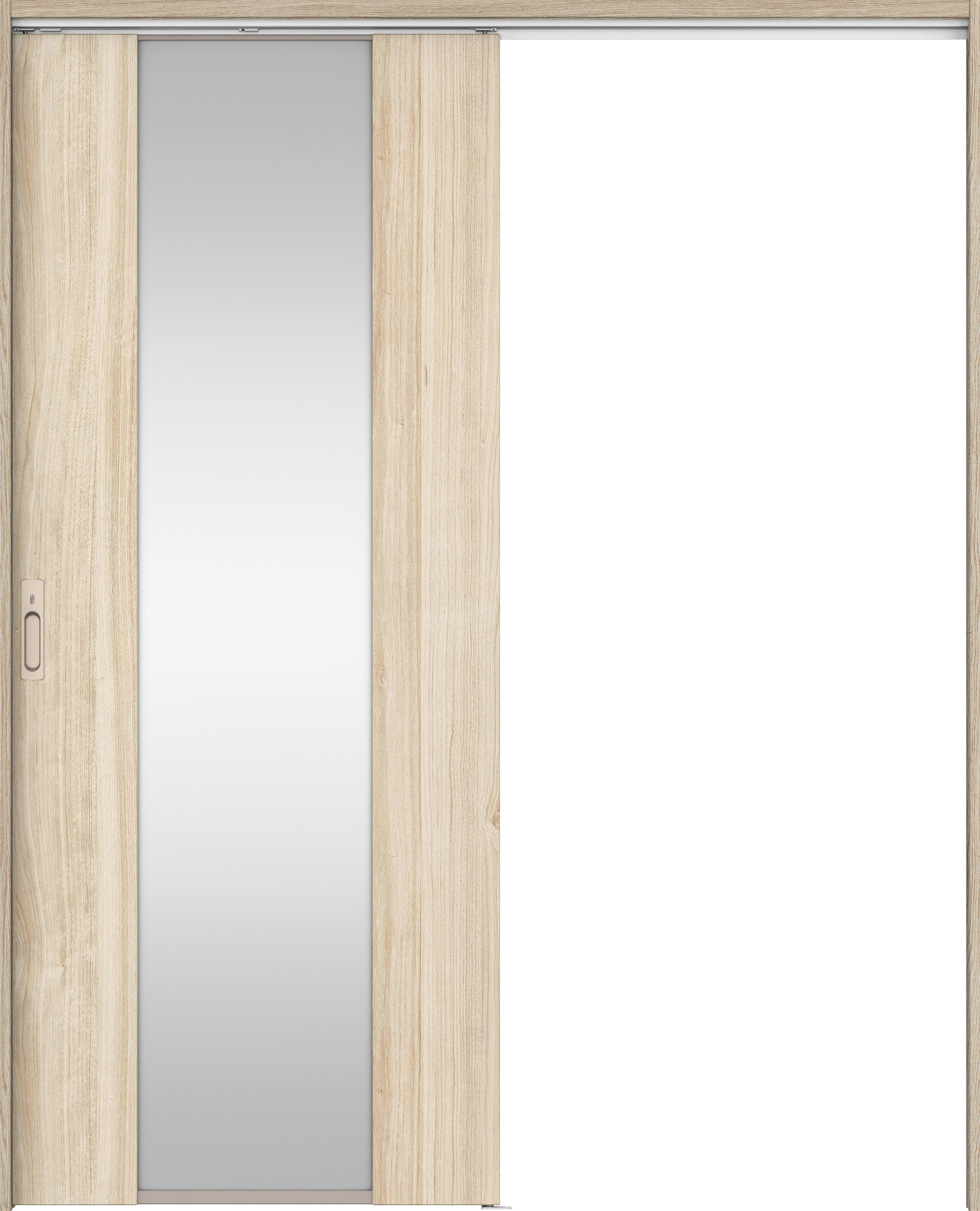 リビングドア　イエリア　吊戸・片引　扉セット　４Ｐデザイン　１７４５幅用　２０００高　〈コットンベージュ柄〉　左右兼用　カマ錠付　間仕切錠　ラクラクローズ付用