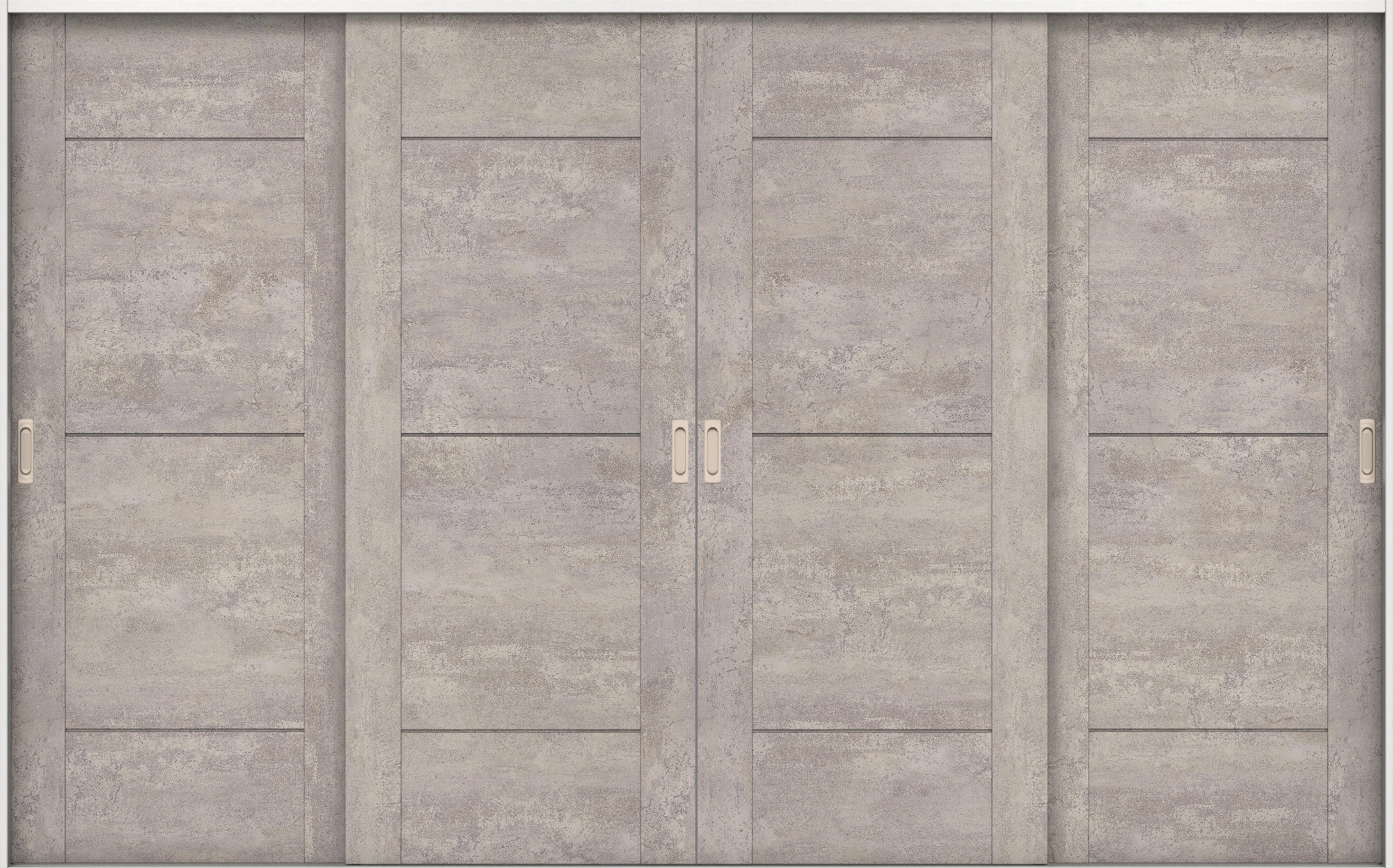 リビングドア　イエリア　引戸・４枚引違　扉セット　Ｂ９デザイン　３２６６幅用　２０００高　〈コンクリートグレー柄〉　左右兼用　錠なし　ラクラクローズ付