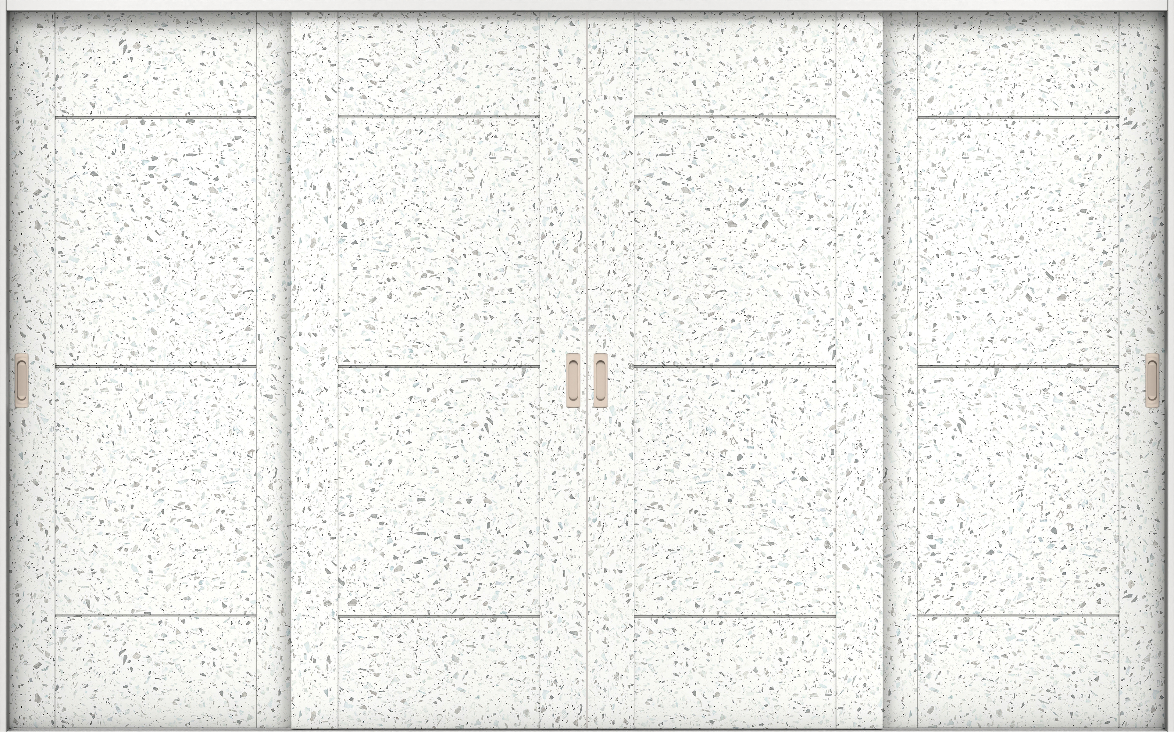 リビングドア　イエリア　引戸・４枚引違　扉セット　Ｂ９デザイン　３２６６幅用　２０００高　〈テラゾホワイト柄〉　左右兼用　錠なし　ラクラクローズ付