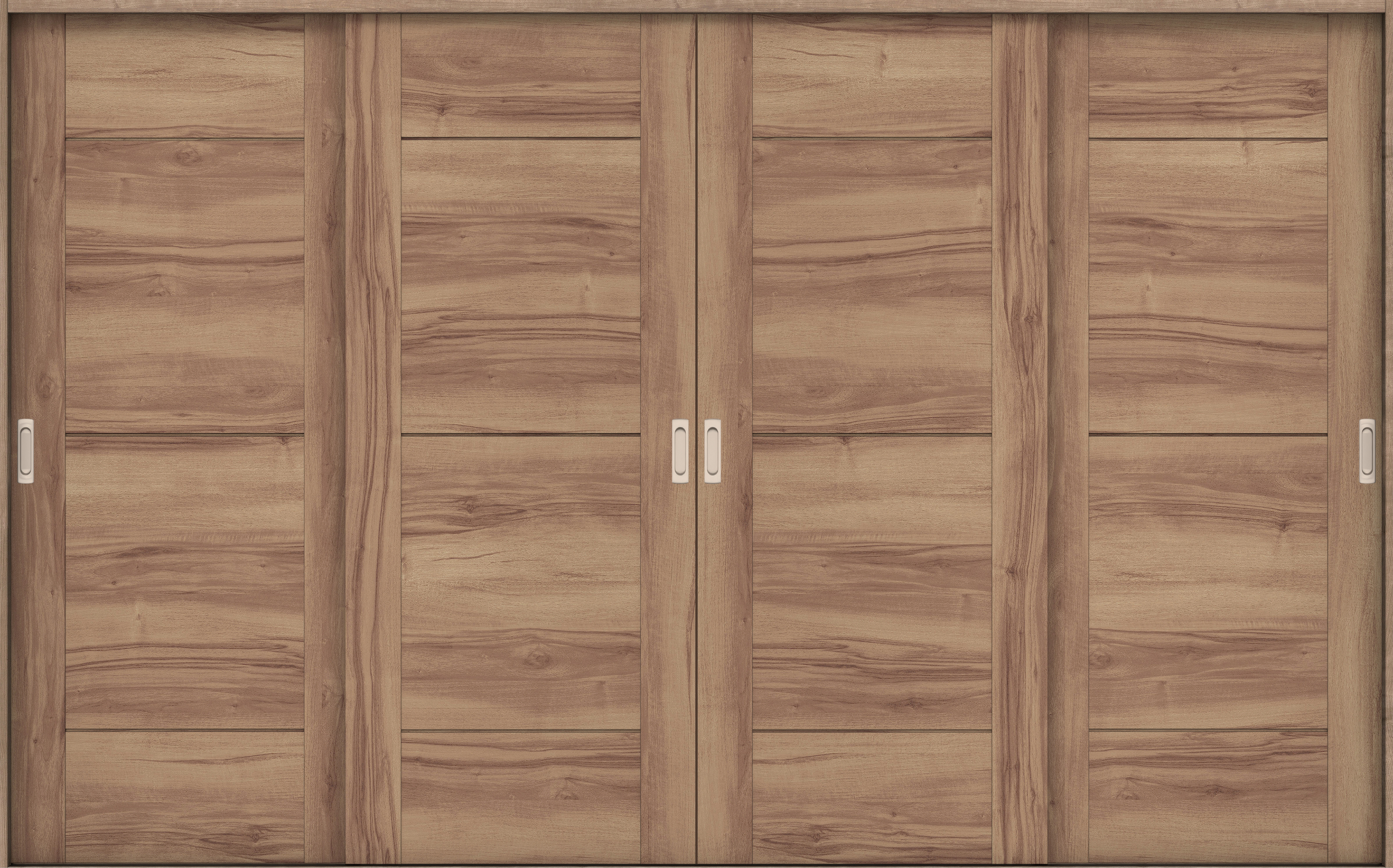 リビングドア　イエリア　引戸・４枚引違　扉セット　Ｂ９デザイン　３２６６幅用　２０００高　〈バームブラウン柄〉　左右兼用　錠なし　ラクラクローズ付