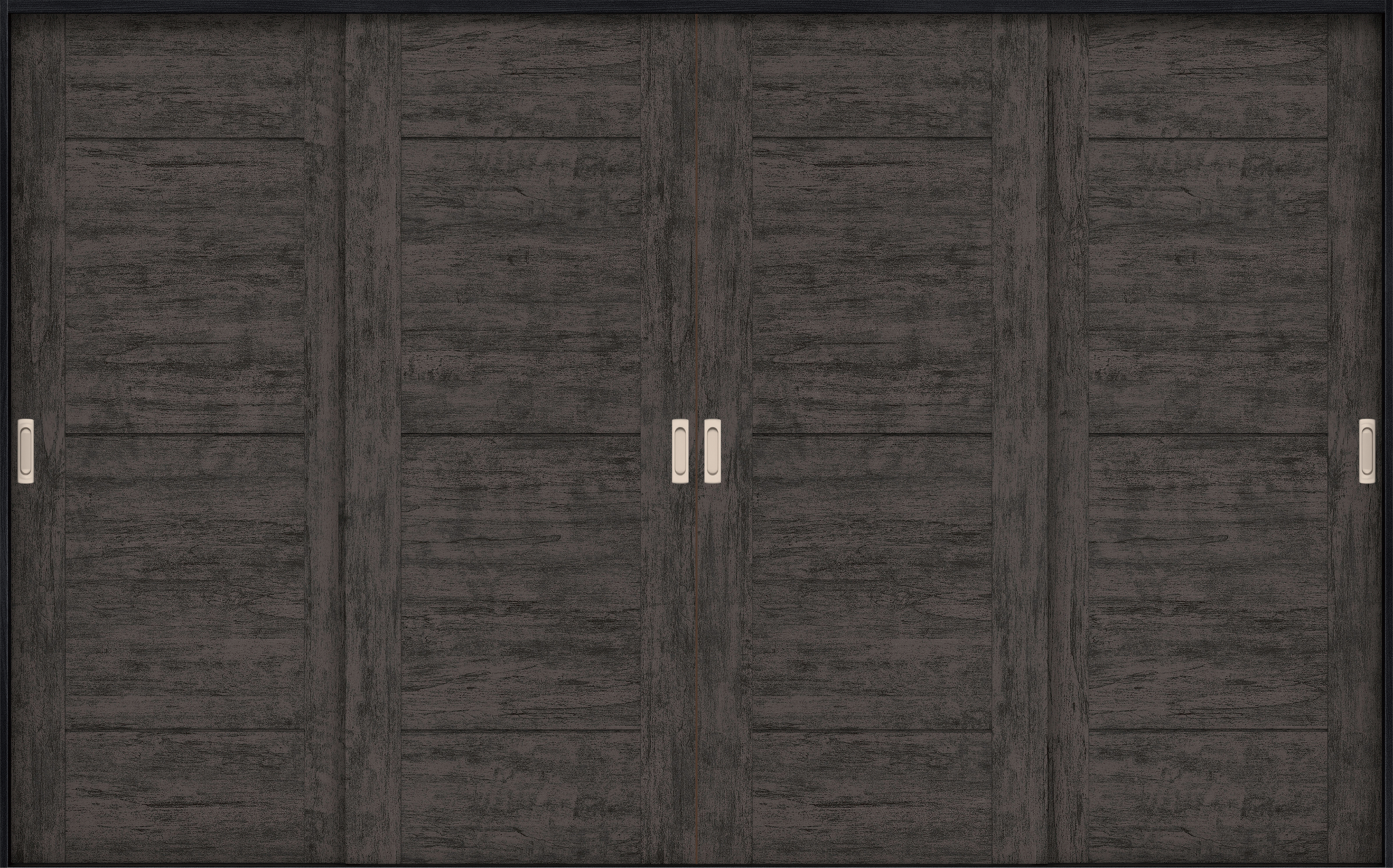 リビングドア　イエリア　引戸・４枚引違　扉セット　Ｂ９デザイン　３２６６幅用　２０００高　〈ドライブラック柄〉　左右兼用　錠なし　ラクラクローズ付