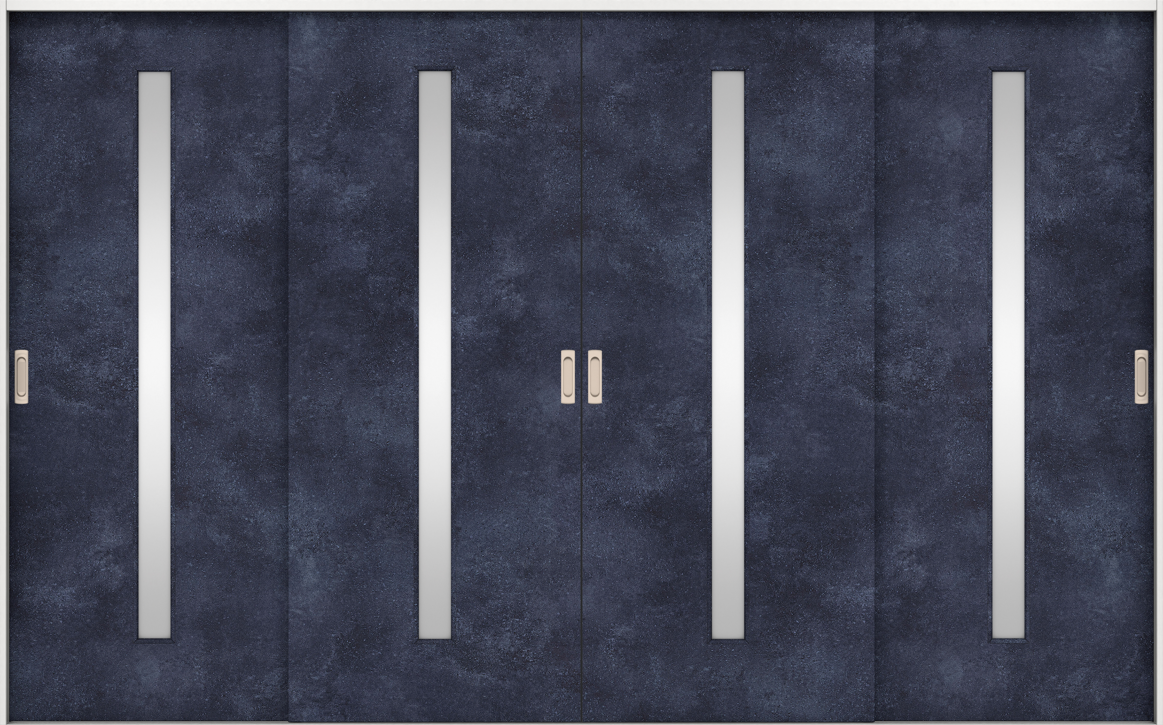 リビングドア　イエリア　引戸・４枚引違　扉セット　Ｃ４デザイン　３２６６幅用　２０００高　〈コバルトブルー柄〉　左右兼用　錠なし　ラクラクローズ付