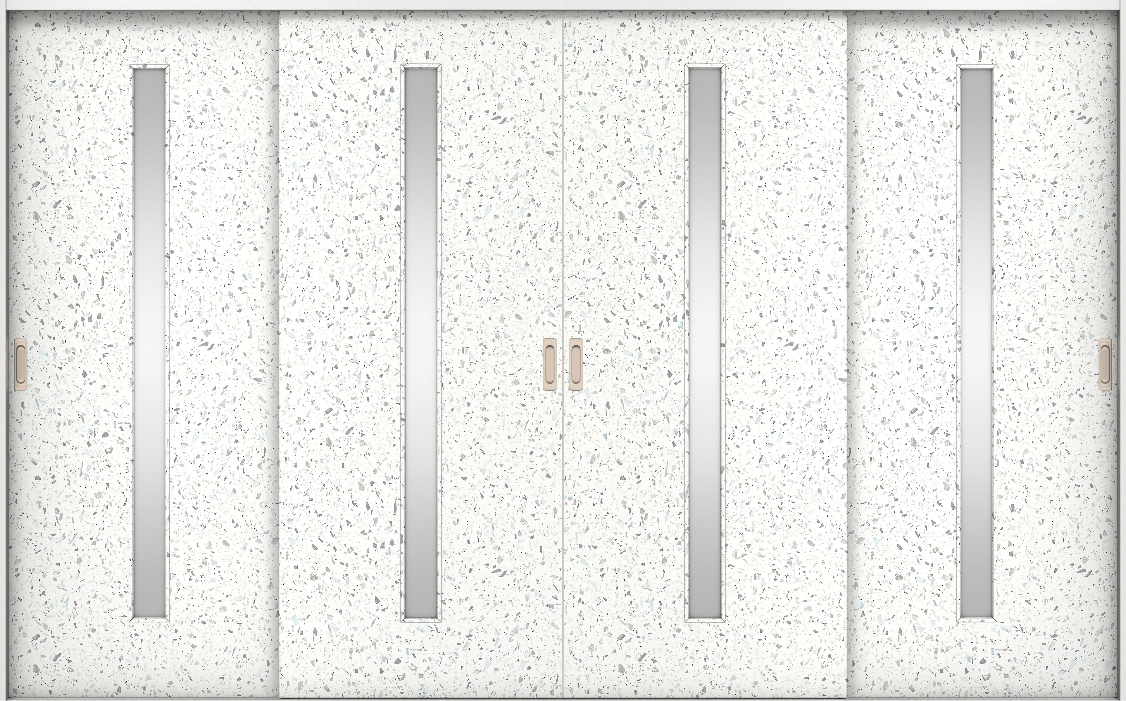 リビングドア　イエリア　引戸・４枚引違　扉セット　Ｃ４デザイン　３２６６幅用　２０００高　〈テラゾホワイト柄〉　左右兼用　錠なし　ラクラクローズ付