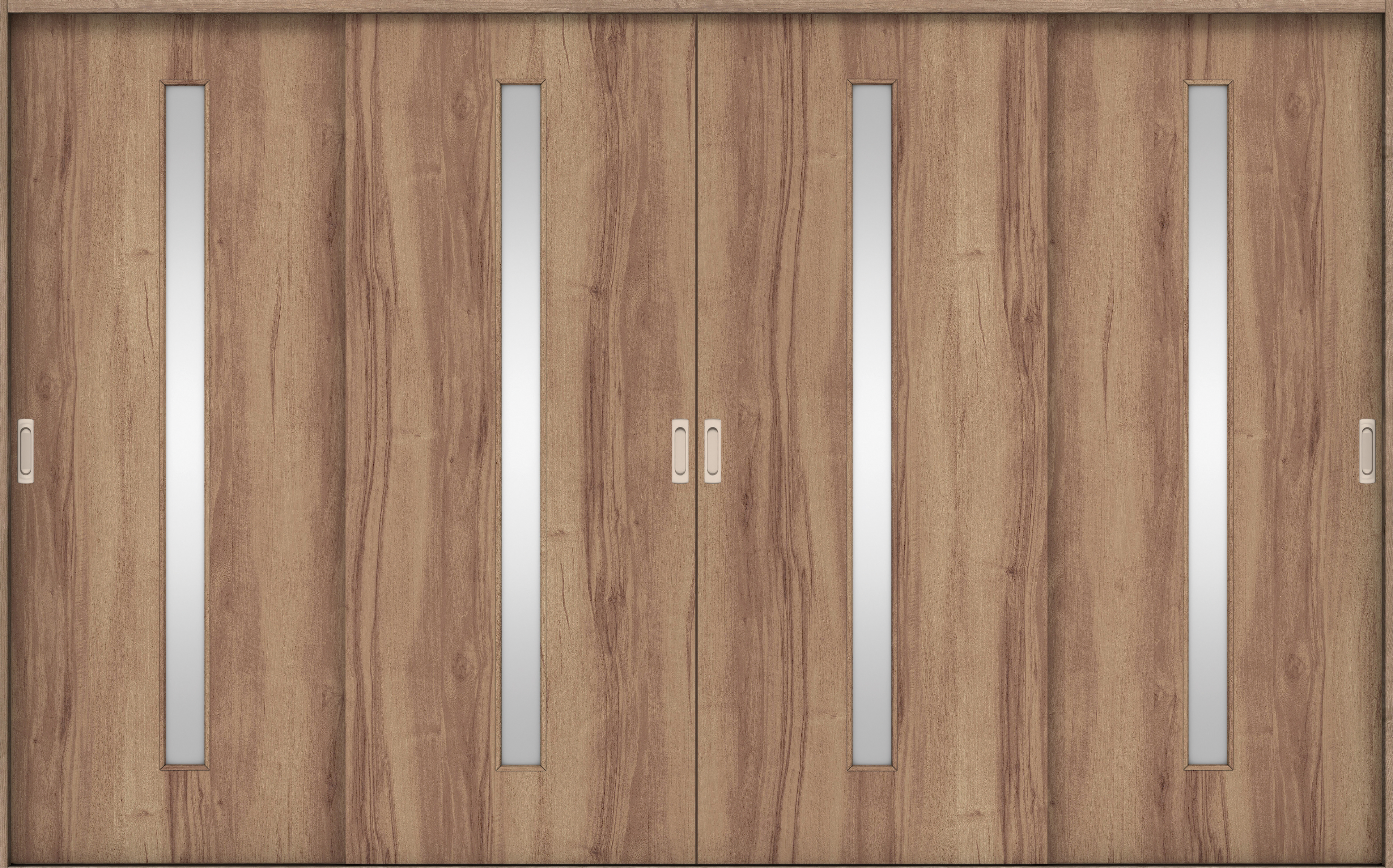 リビングドア　イエリア　引戸・４枚引違　扉セット　Ｃ４デザイン　３２６６幅用　２０００高　〈バームブラウン柄〉　左右兼用　錠なし　ラクラクローズ付