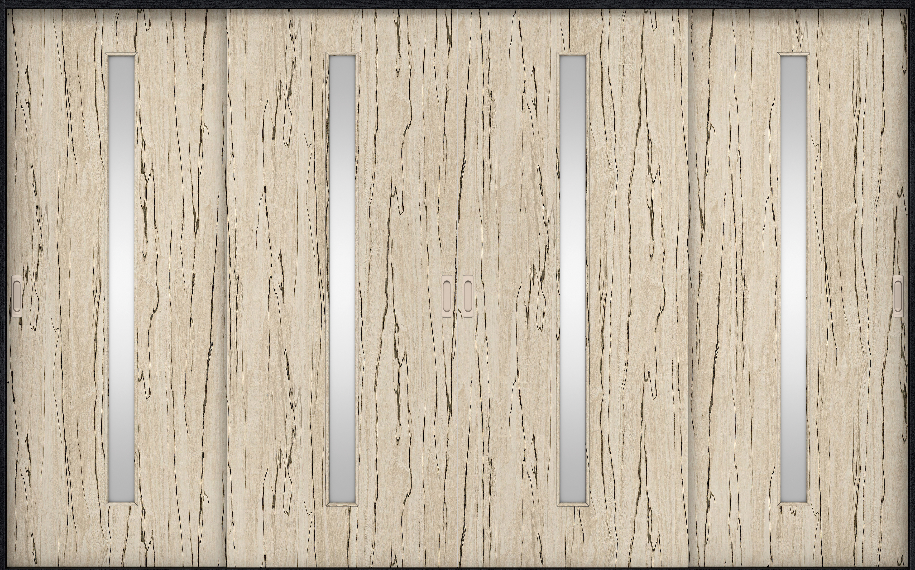 リビングドア　イエリア　引戸・４枚引違　扉セット　Ｃ４デザイン　３２６６幅用　２０００高　〈スロウベージュ柄〉　左右兼用　錠なし　ラクラクローズ付