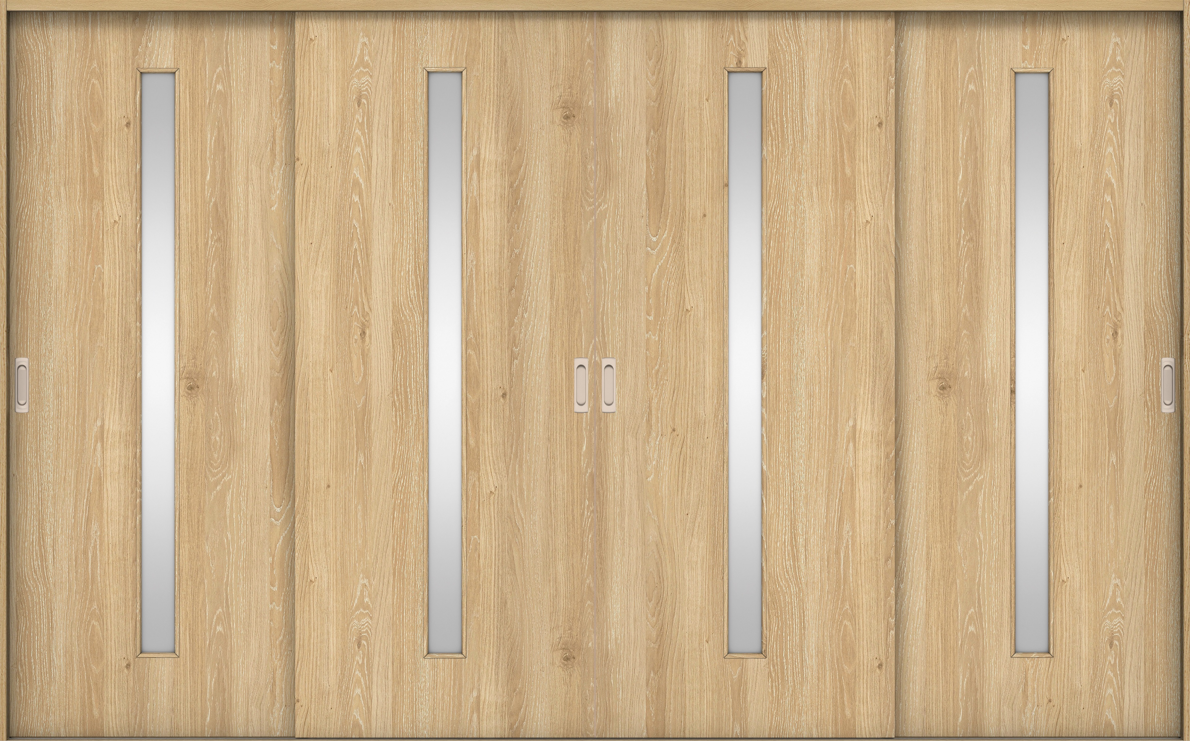 リビングドア　イエリア　引戸・４枚引違　扉セット　Ｃ４デザイン　３２６６幅用　２０００高　〈ミルキーオーカー柄〉　左右兼用　錠なし　ラクラクローズ付